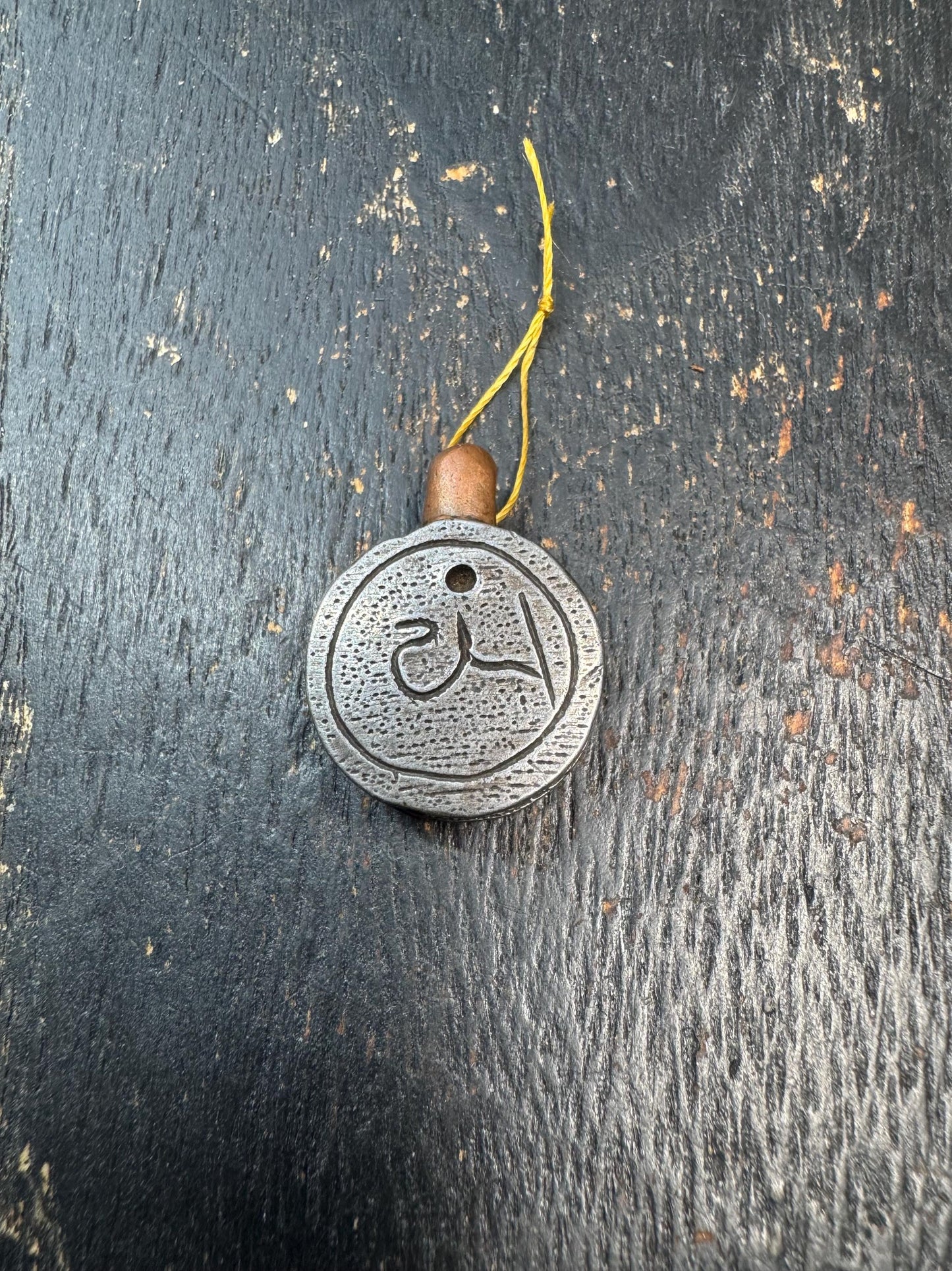 Tibetan Thogchag Iron & Copper Amulet Pendant – Double Sided Seed Syllable, Sky Iron Meteorite Talisman, Himalayan Protection Charm