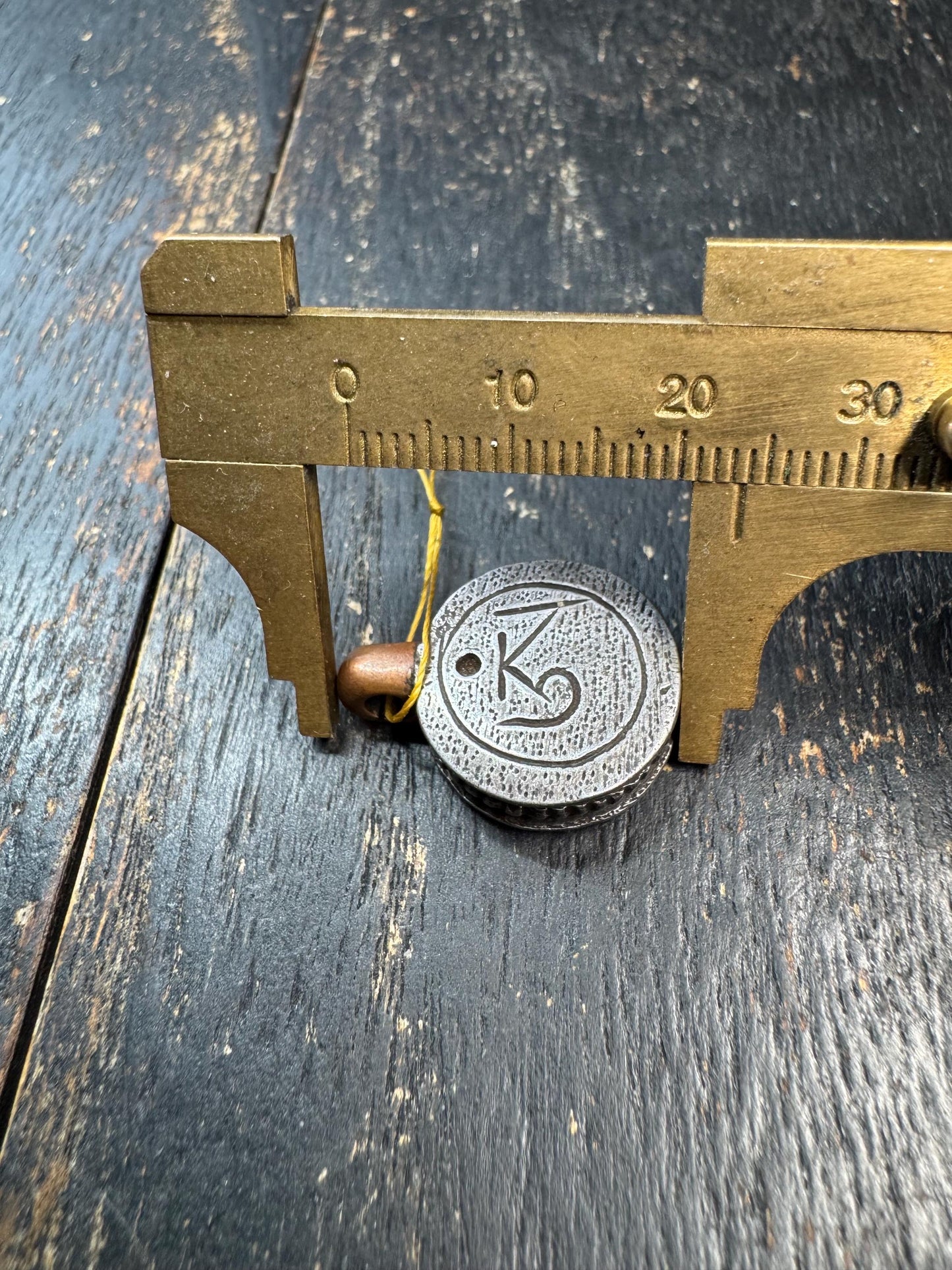Tibetan Thogchag Iron & Copper Amulet Pendant – Double Sided Seed Syllable, Sky Iron Meteorite Talisman, Himalayan Protection Charm