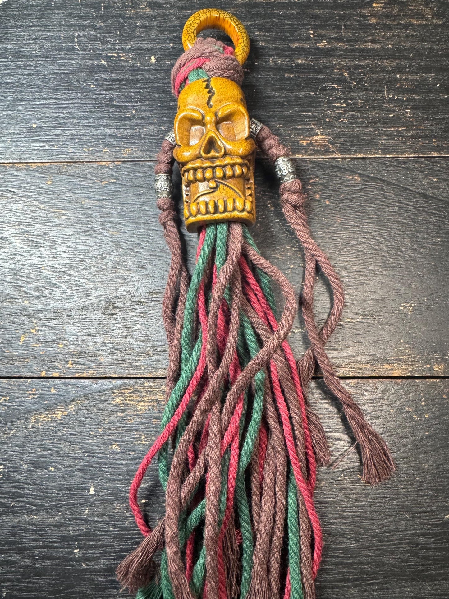 Tibetan Chitipati Skull Yak Bone Pendant – Hand Carved Buddhist Protector Amulet, Himalayan Ritual Ornament with Braided Cord