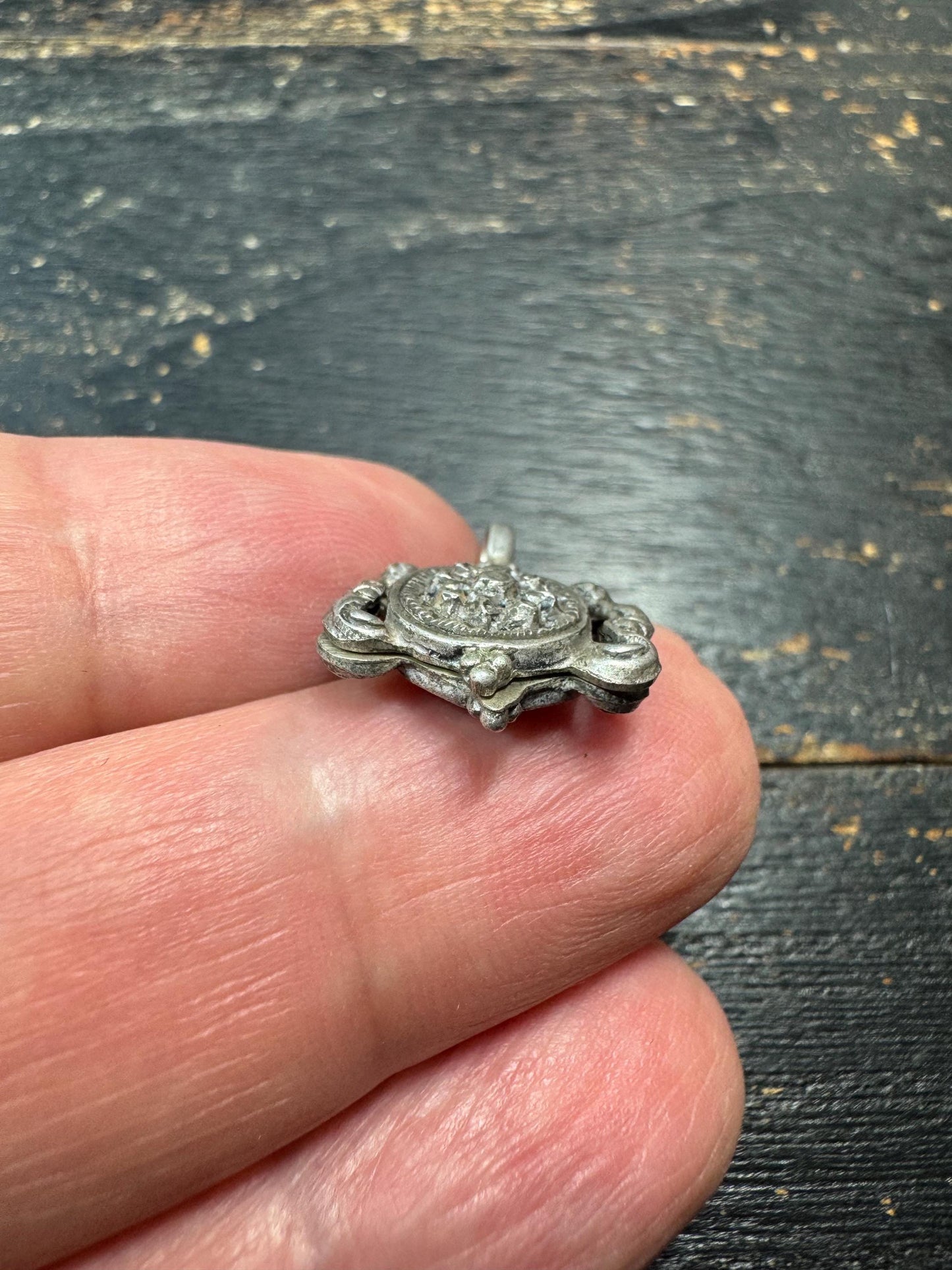 Sterling Silver Dharma Wheel Mala Counter Clip, Tibetan Ashtamangala Prayer Beads Accessory, 925 Silver Buddhist Amulet