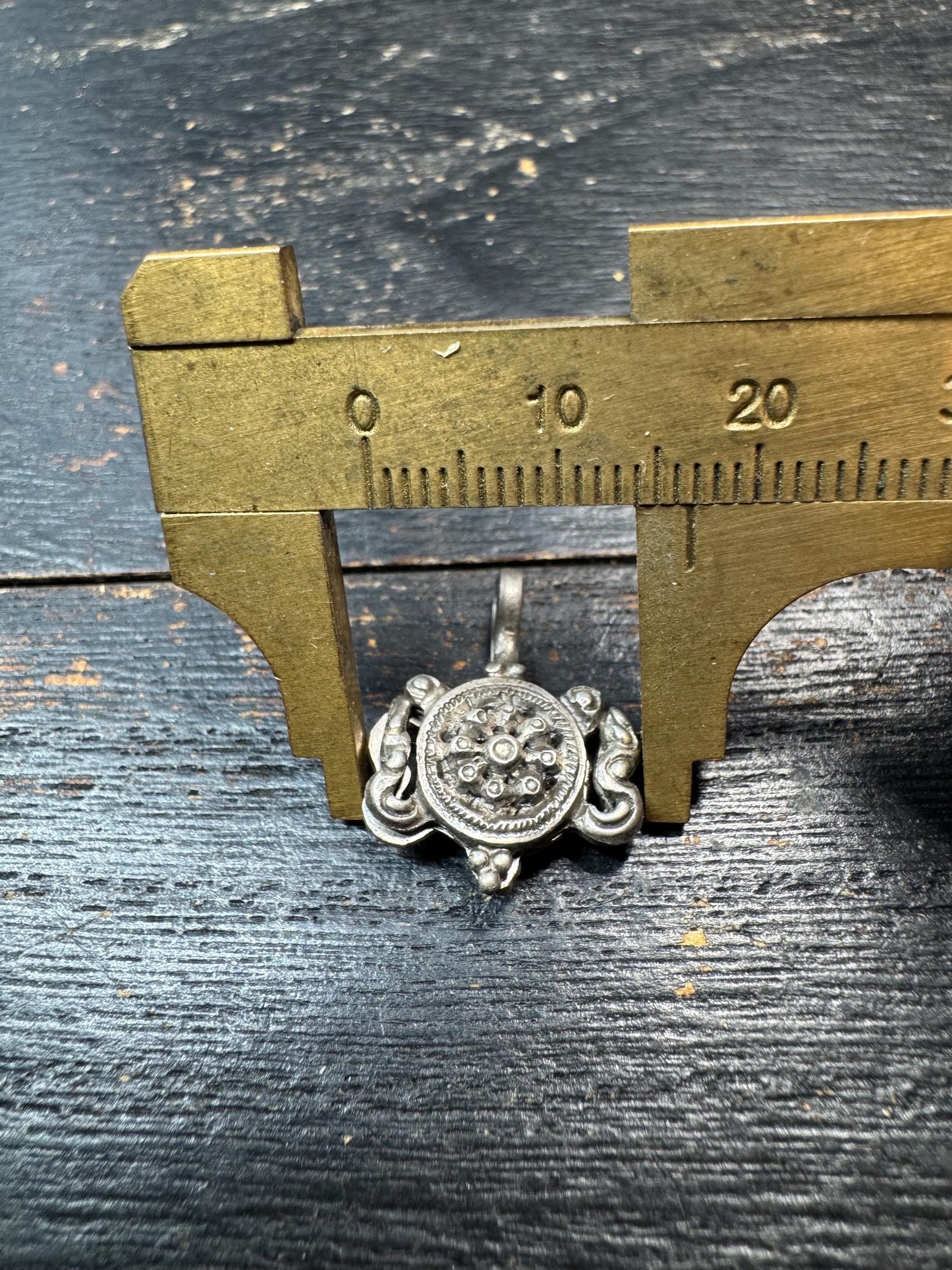 Sterling Silver Dharma Wheel Mala Counter Clip, Tibetan Ashtamangala Prayer Beads Accessory, 925 Silver Buddhist Amulet