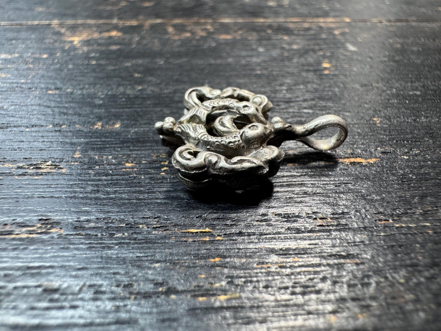 Sterling Silver Double Fish Mala Counter Clip, Tibetan Ashtamangala Prayer Beads Accessory, 925 Silver Buddhist Amulet