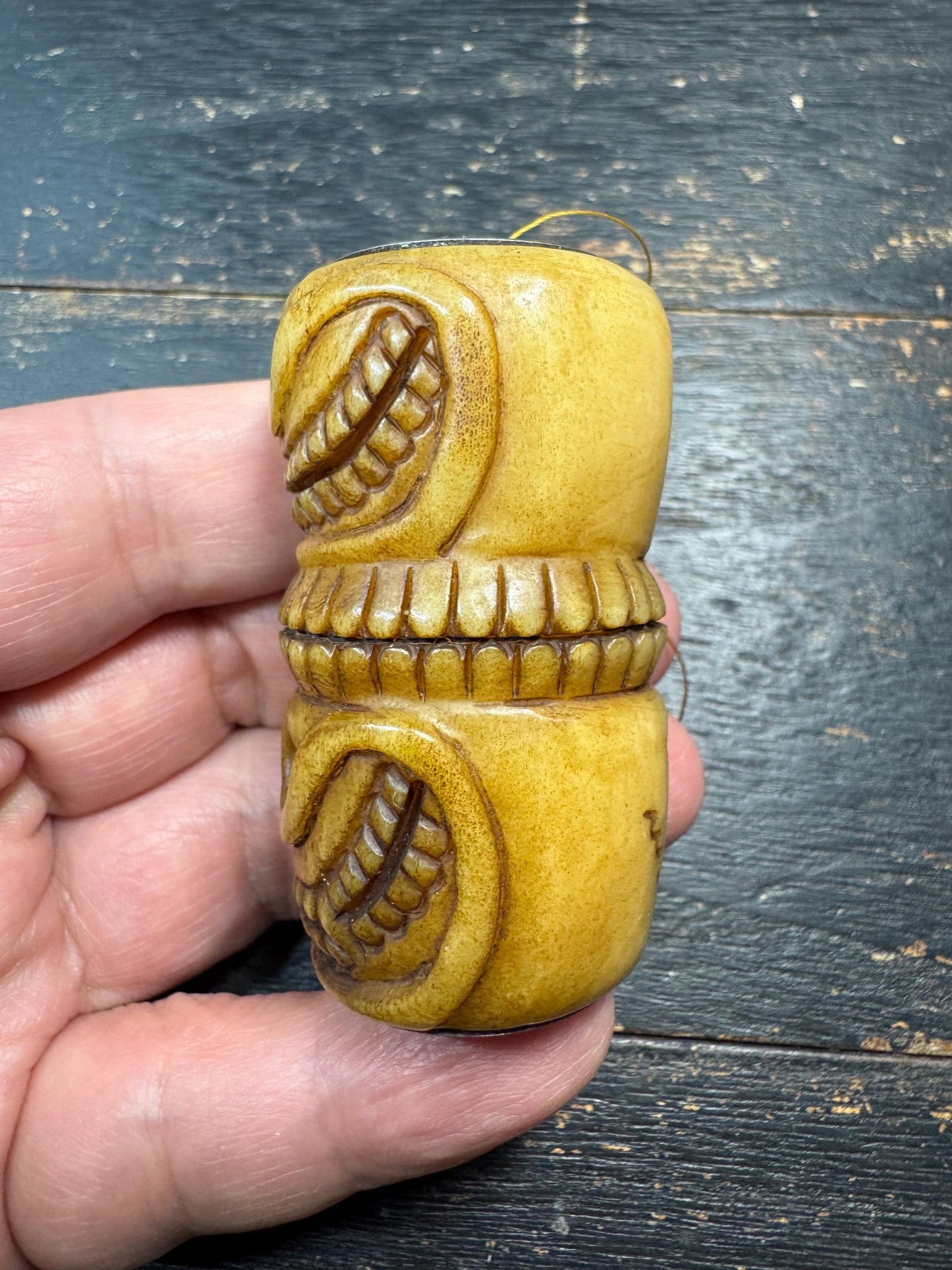 Large Hand Carved Yak Bone Skull Guru Bead, 60mm Tibetan Kapala Mala Center Bead, Buddhist Prayer Beads Pendant