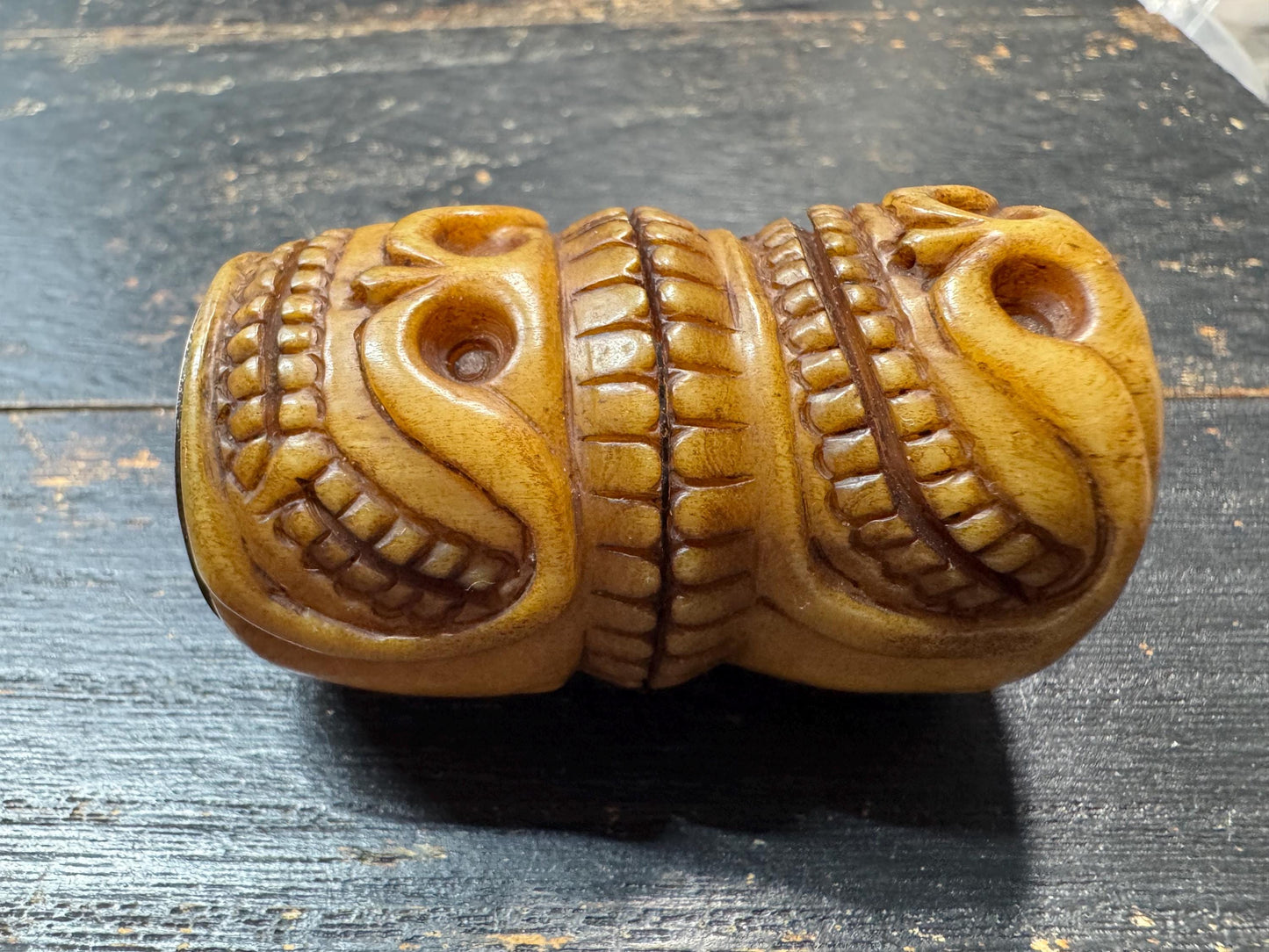 Large Hand Carved Yak Bone Skull Guru Bead, 60mm Tibetan Kapala Mala Center Bead, Buddhist Prayer Beads Pendant