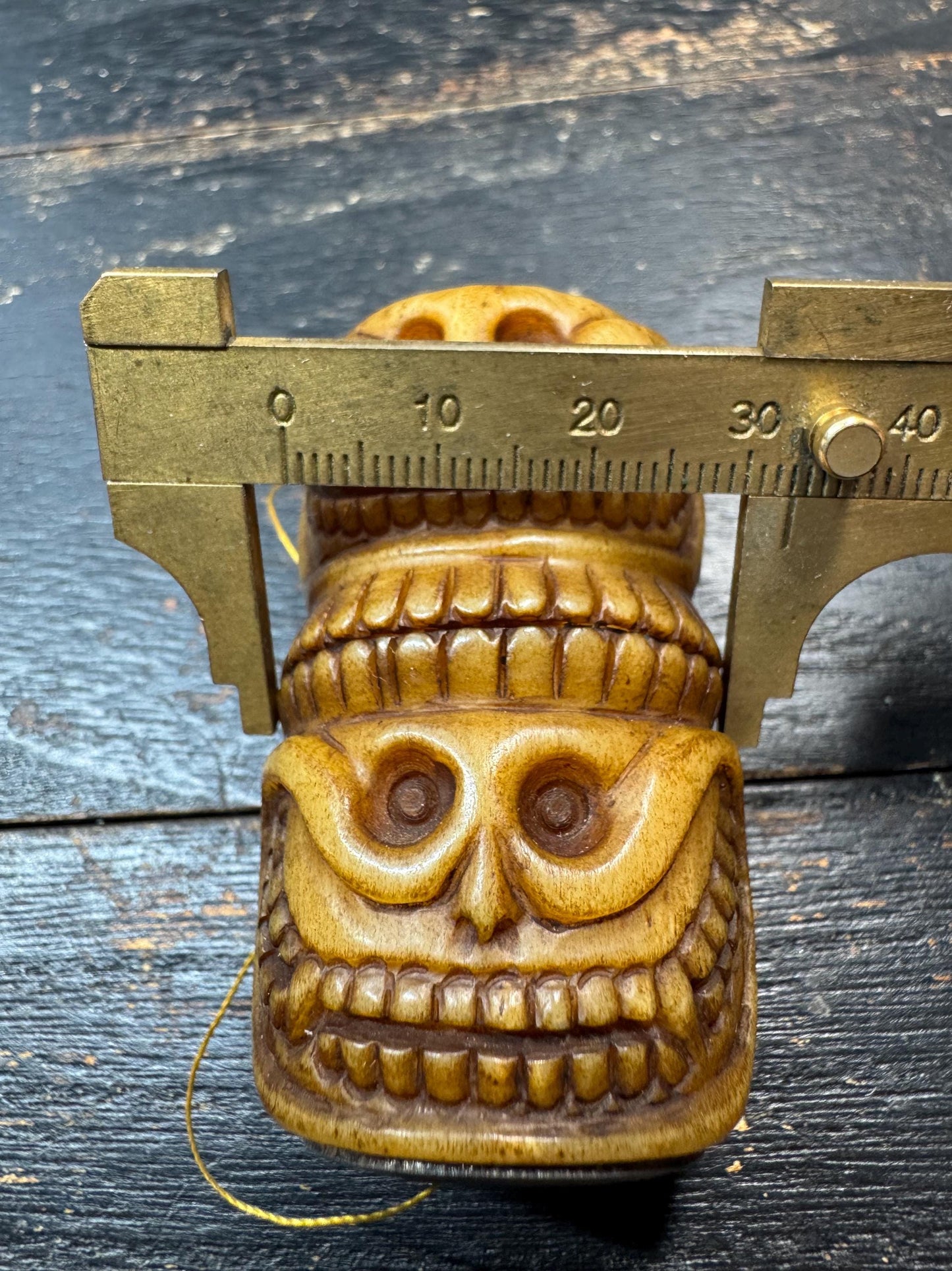 Large Hand Carved Yak Bone Skull Guru Bead, 60mm Tibetan Kapala Mala Center Bead, Buddhist Prayer Beads Pendant