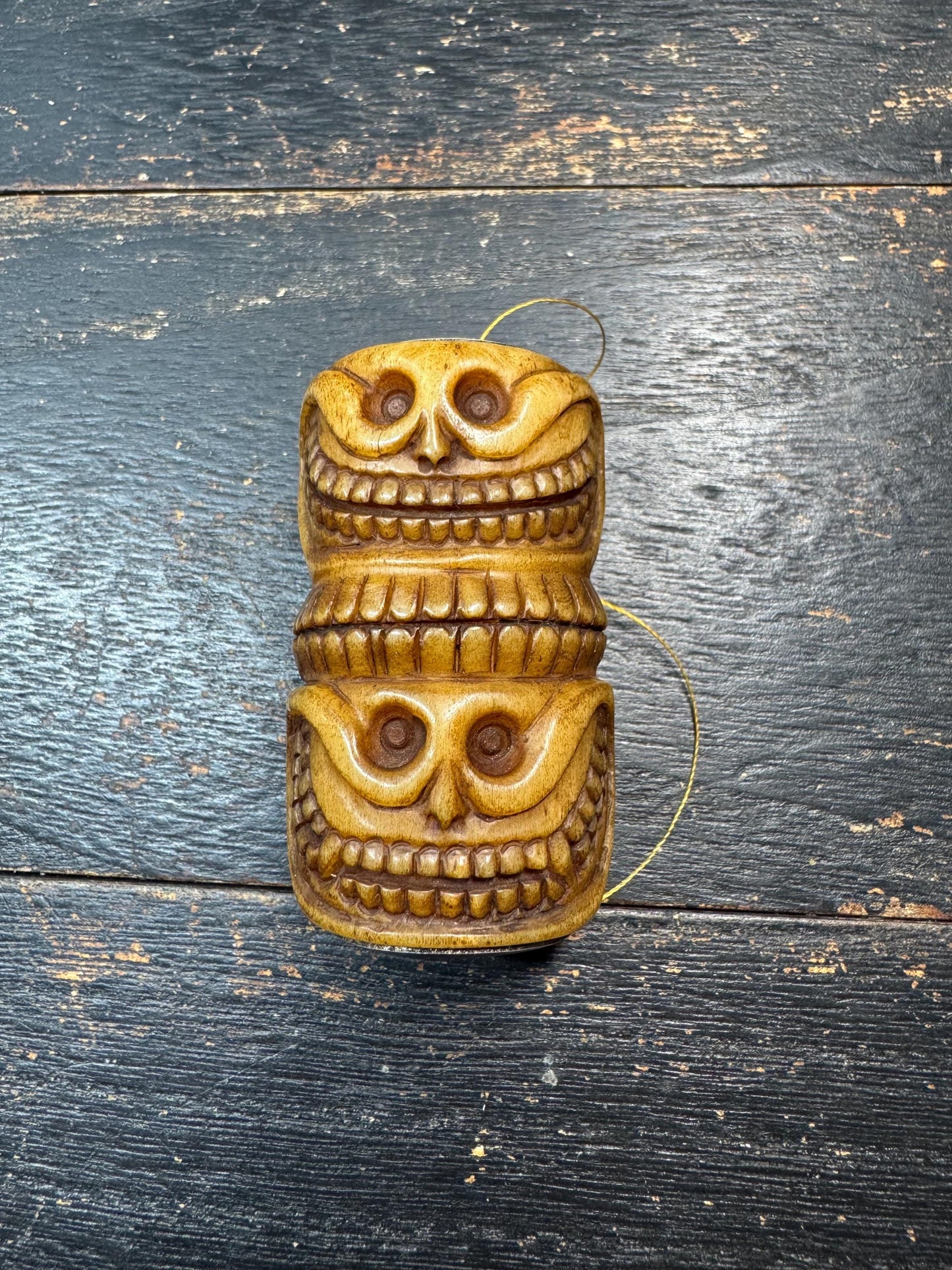 Large Hand Carved Yak Bone Skull Guru Bead, 60mm Tibetan Kapala Mala Center Bead, Buddhist Prayer Beads Pendant