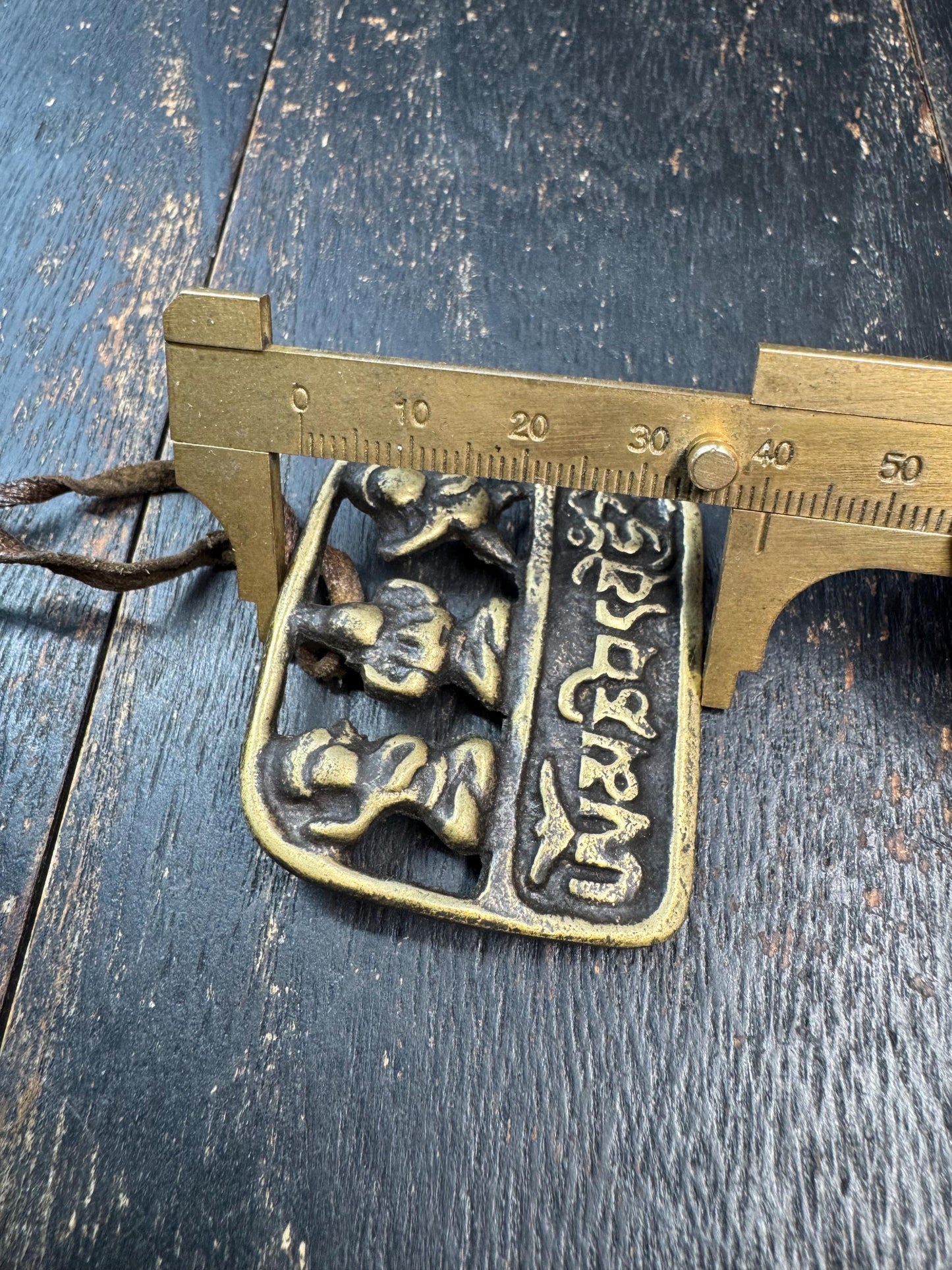 Tibetan Copper Amulet Pendant – Three Protectors (Chenrezig Manjushri Vajrapani) with Om Mani Padme Hum Mantra, Himalayan Buddhist Talisman