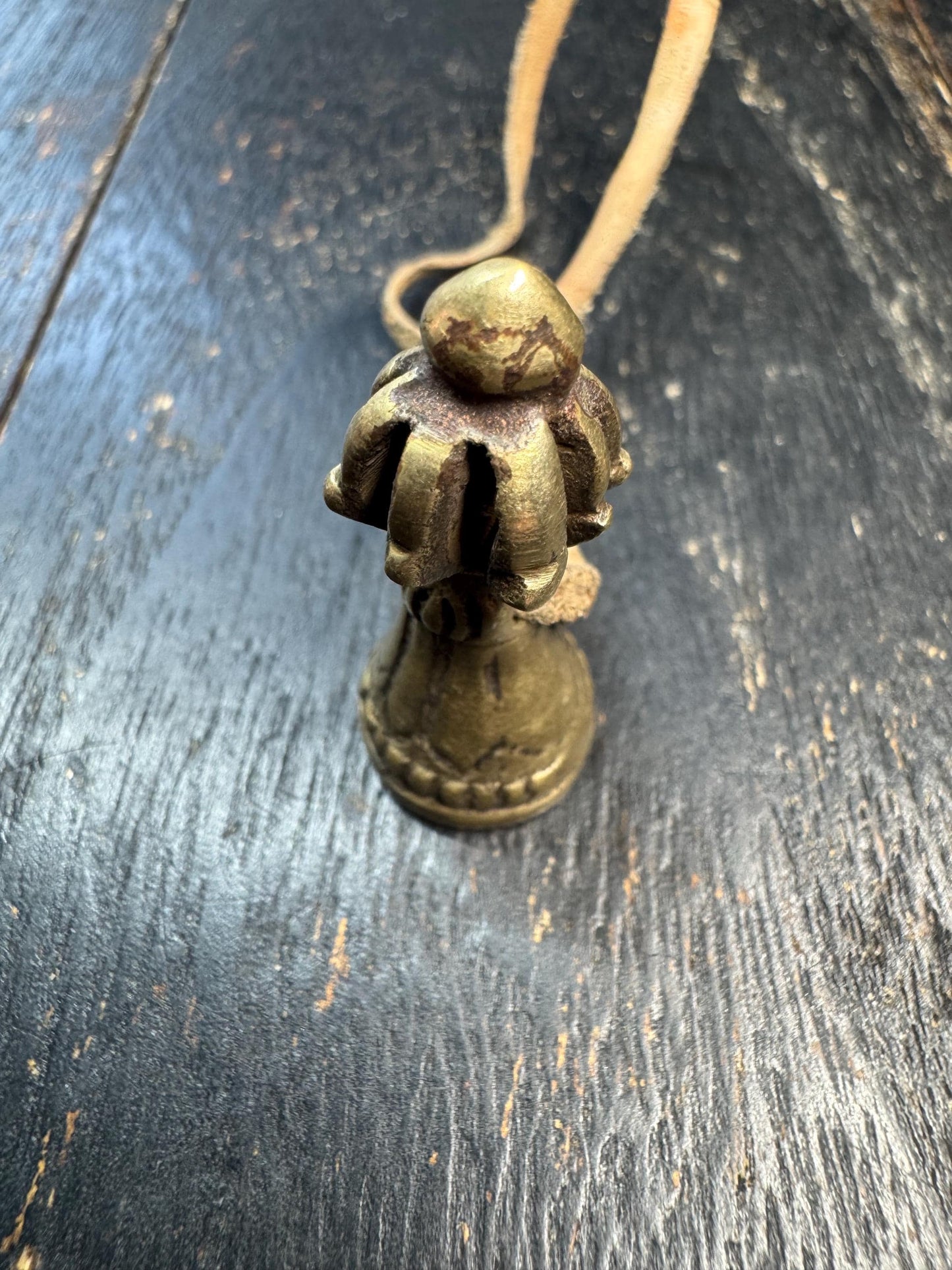 Old Tibetan Bronze Vajra Seal Pendant, Buddhist Dorje Stamp Amulet, Vintage Himalayan Talisman Charm