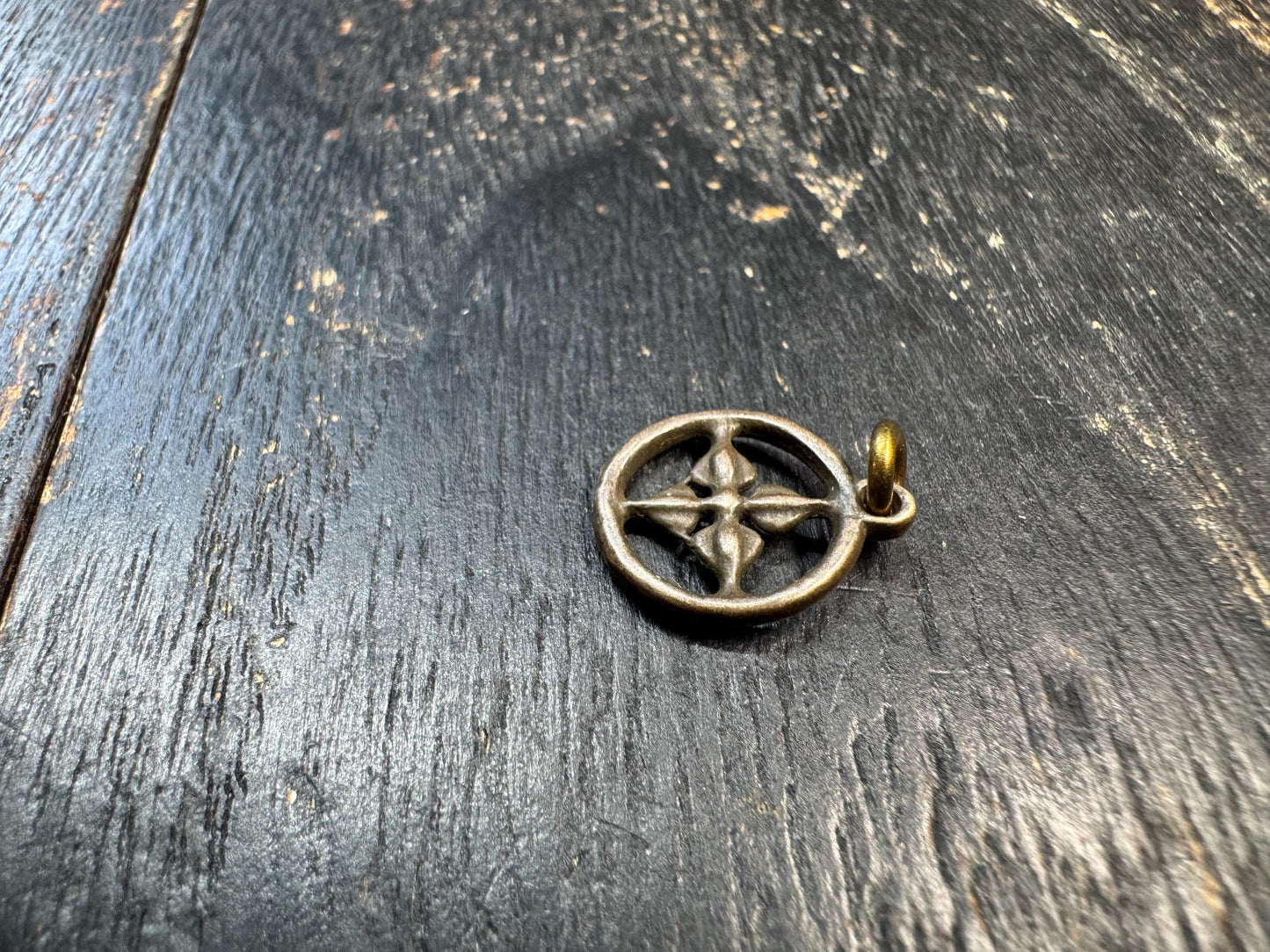 Mini Brass Double Vajra Pendant, Tibetan Cross Vajra Dorje Amulet, Buddhist Protective Charm, Himalayan Spiritual Talisman