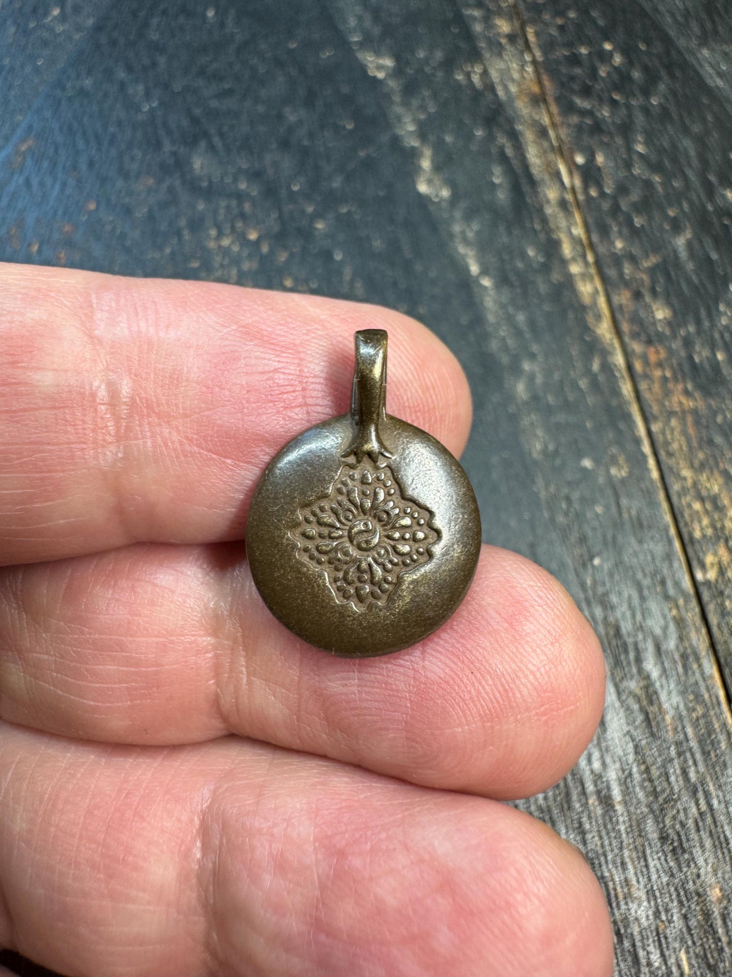 Mini Brass Bagua Amulet Pendant, Tibetan Eight Trigrams Talisman, Om Symbol Protective Charm, Himalayan Spiritual Pendant