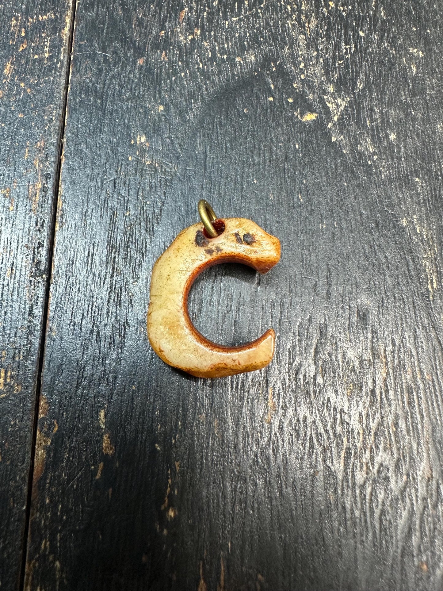 Carved Yak Bone Crescent Pendant, Tibetan Spiritual Amulet, Shamanic Yak Bone Tusk Charm, Himalayan Protective Talisman