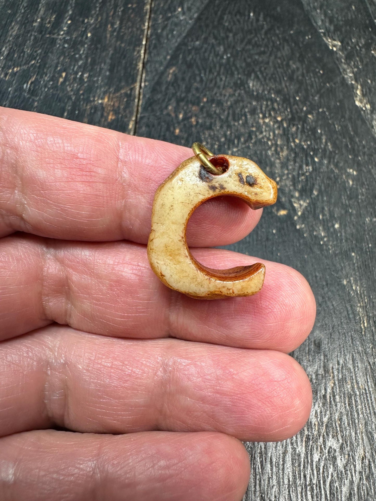 Carved Yak Bone Crescent Pendant, Tibetan Spiritual Amulet, Shamanic Yak Bone Tusk Charm, Himalayan Protective Talisman