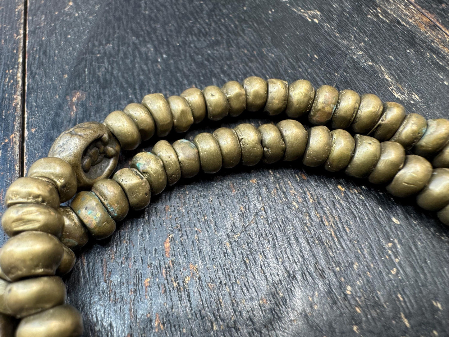 Vintage Brass Mala 108 Beads, Tibetan Prayer Beads Necklace, Wrap Mala Bracelet, Adjustable Buddhist Meditation Mala