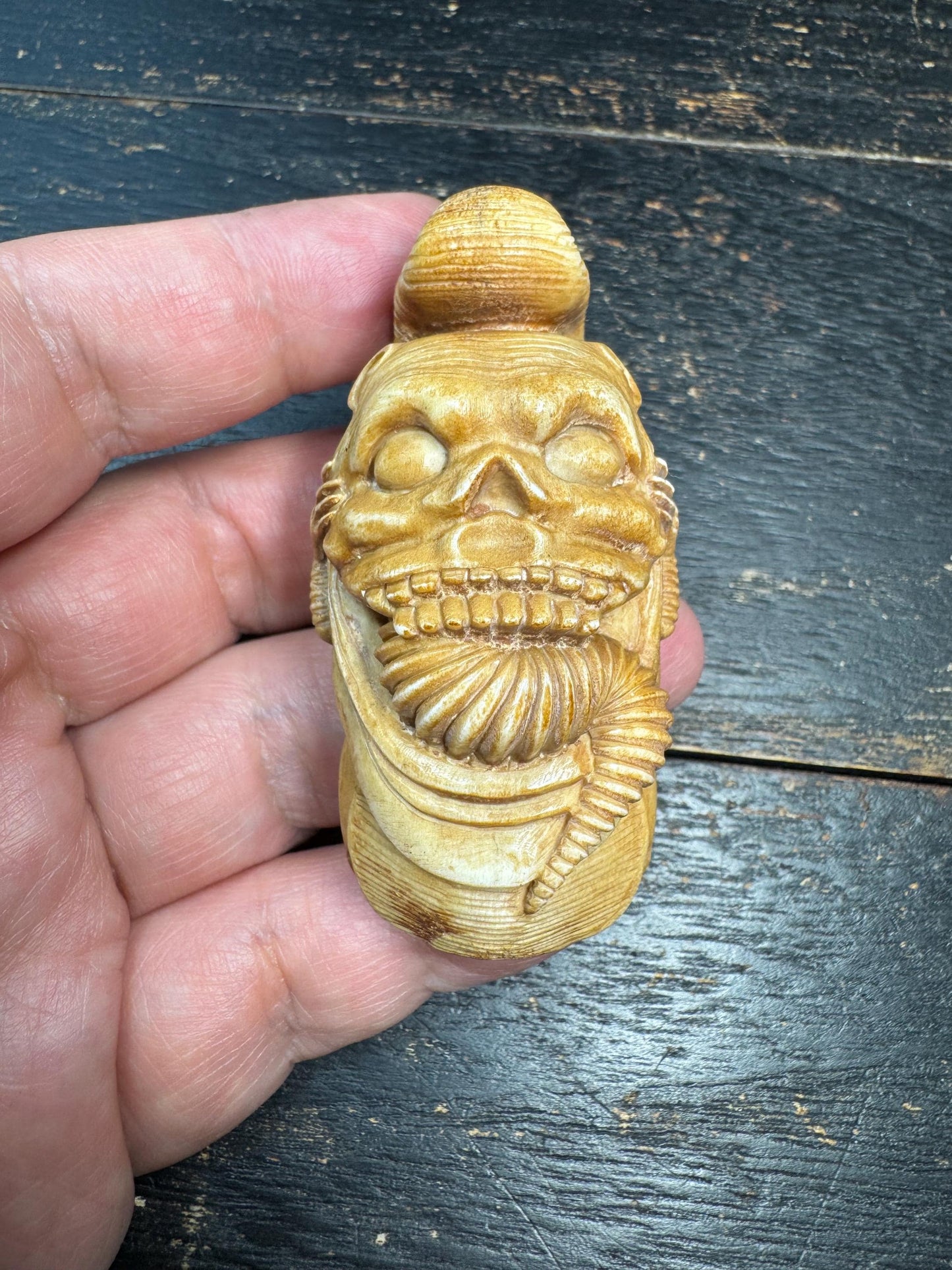 Tibetan Deer Antler Demon Yogi Pendant – Gluttony Manifestation Talisman, Wrathful Ascetic Carving, Dark Desire Amulet