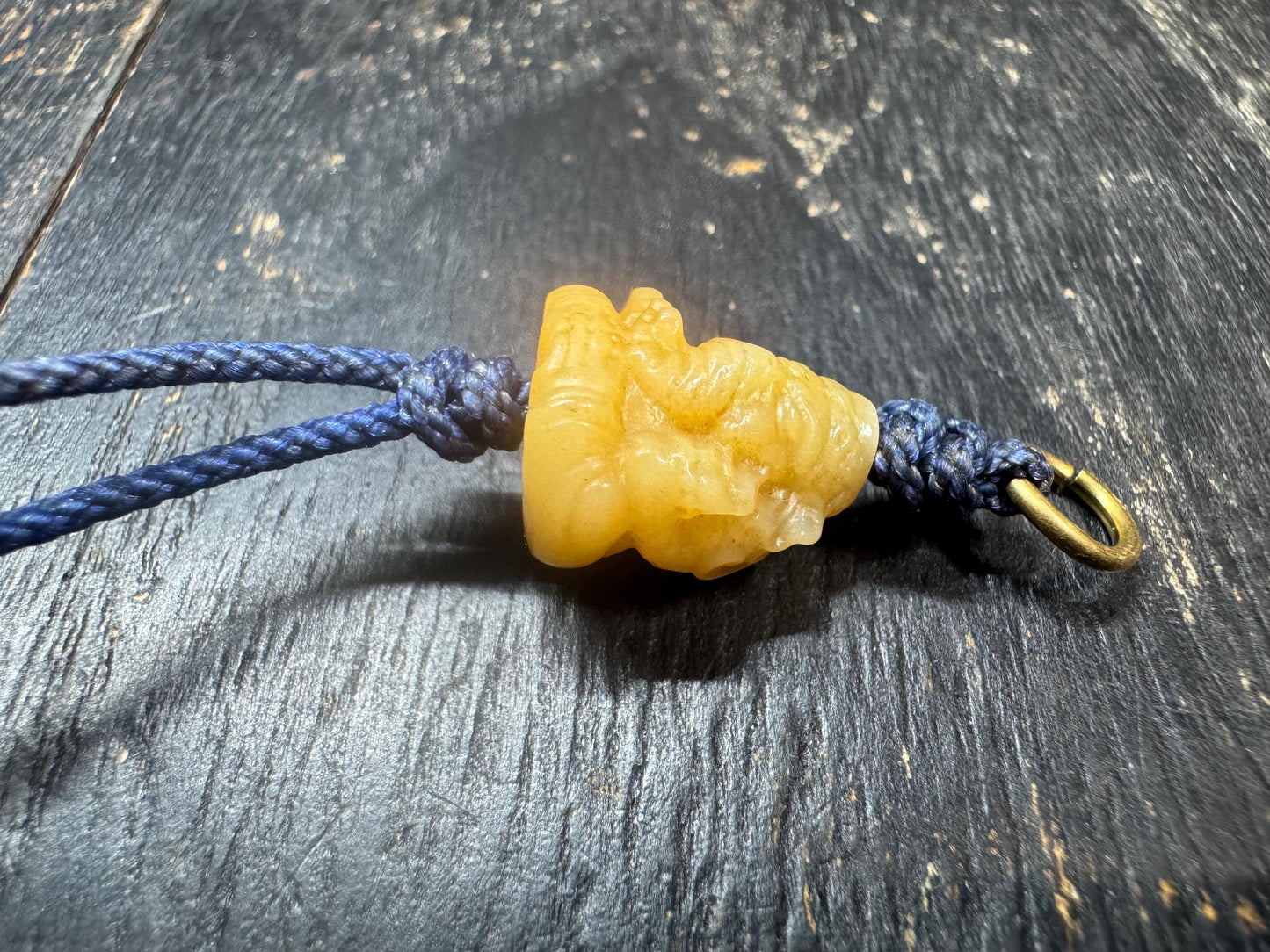Hand Carved Yak Bone Ganesha Pendant, Himalayan Elephant God Charm, Tibetan Mala Pendant or Spiritual Amulet