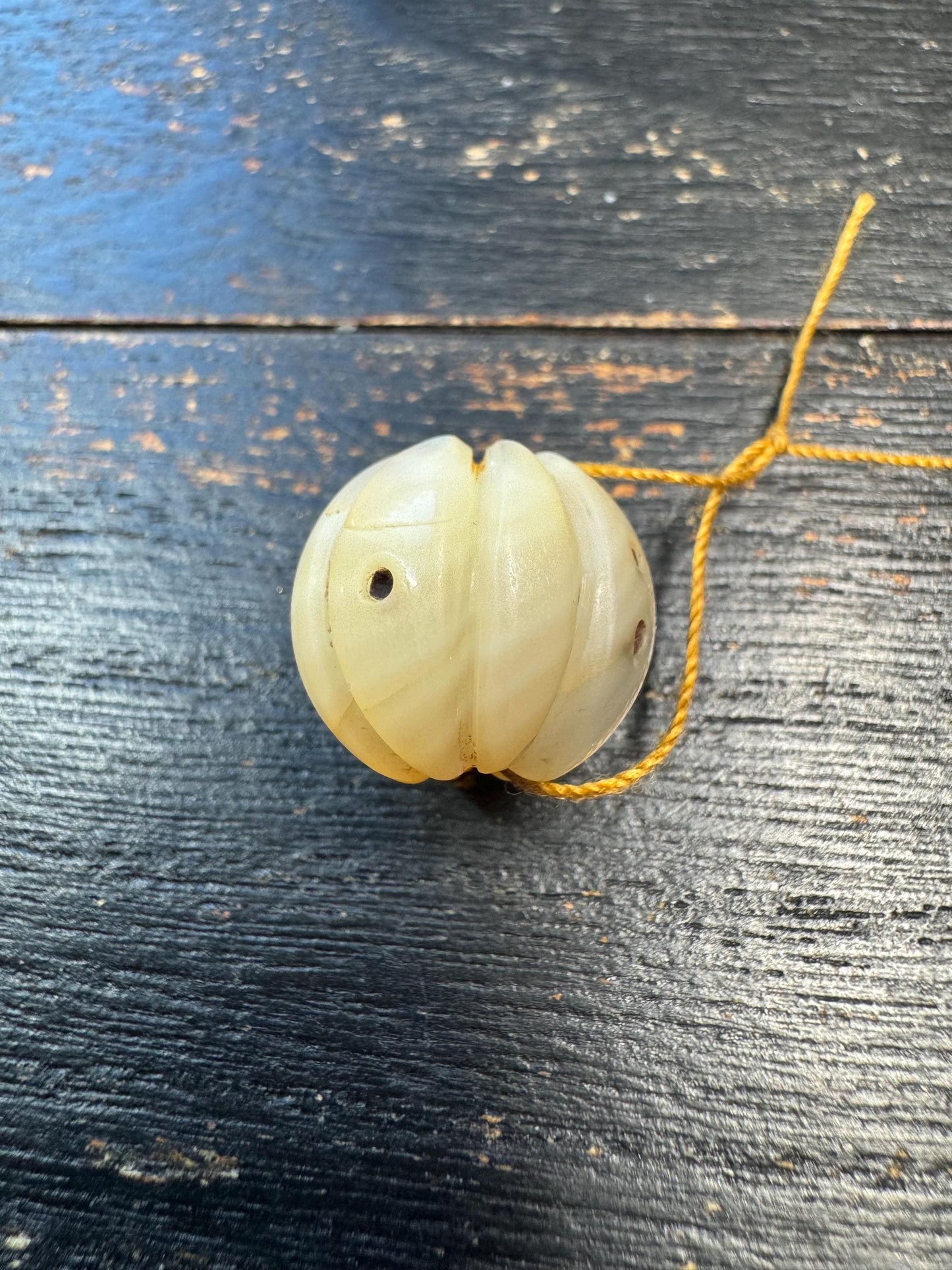 Tibetan Carved Shell Bead Pendant – Fish Bone Style Conch Bead, Handmade Pumpkin Shape Bead, Himalayan Amulet Component