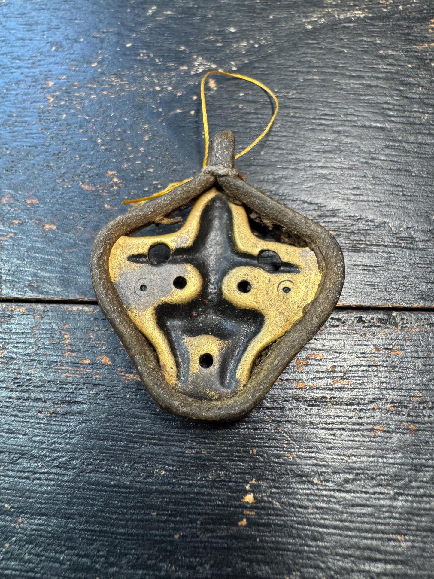 Antique Tibetan Garuda Amulet Pendant – Brass & Leather Protective Talisman, Himalayan Bird Deity Charm, Vintage Ritual Pendant