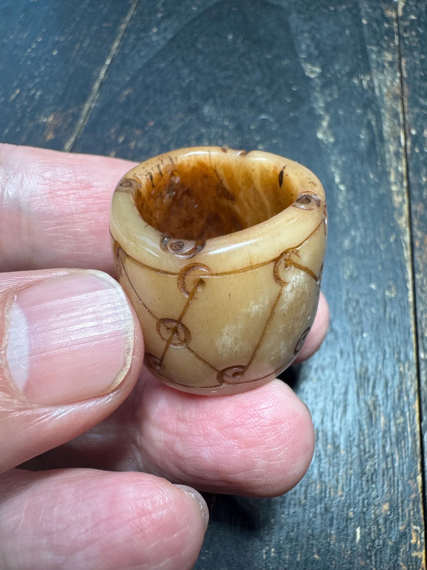 Carved Yak Bone Mala Counter Bead Ring – Tibetan Style Hollow Bead, Handmade Himalayan Yak Bone Ring or Mala Accessory
