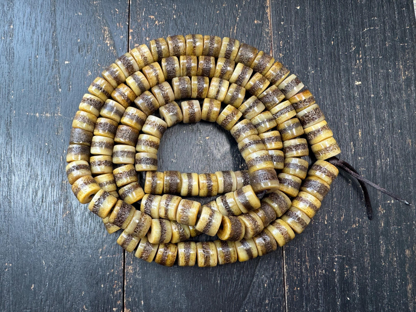 Large Yak Bone Mala Beads 14mm – Tibetan Style Prayer Beads Necklace 46 Inches – Natural Bone Spacer Beads Strand – Handmade Buddhist Mala