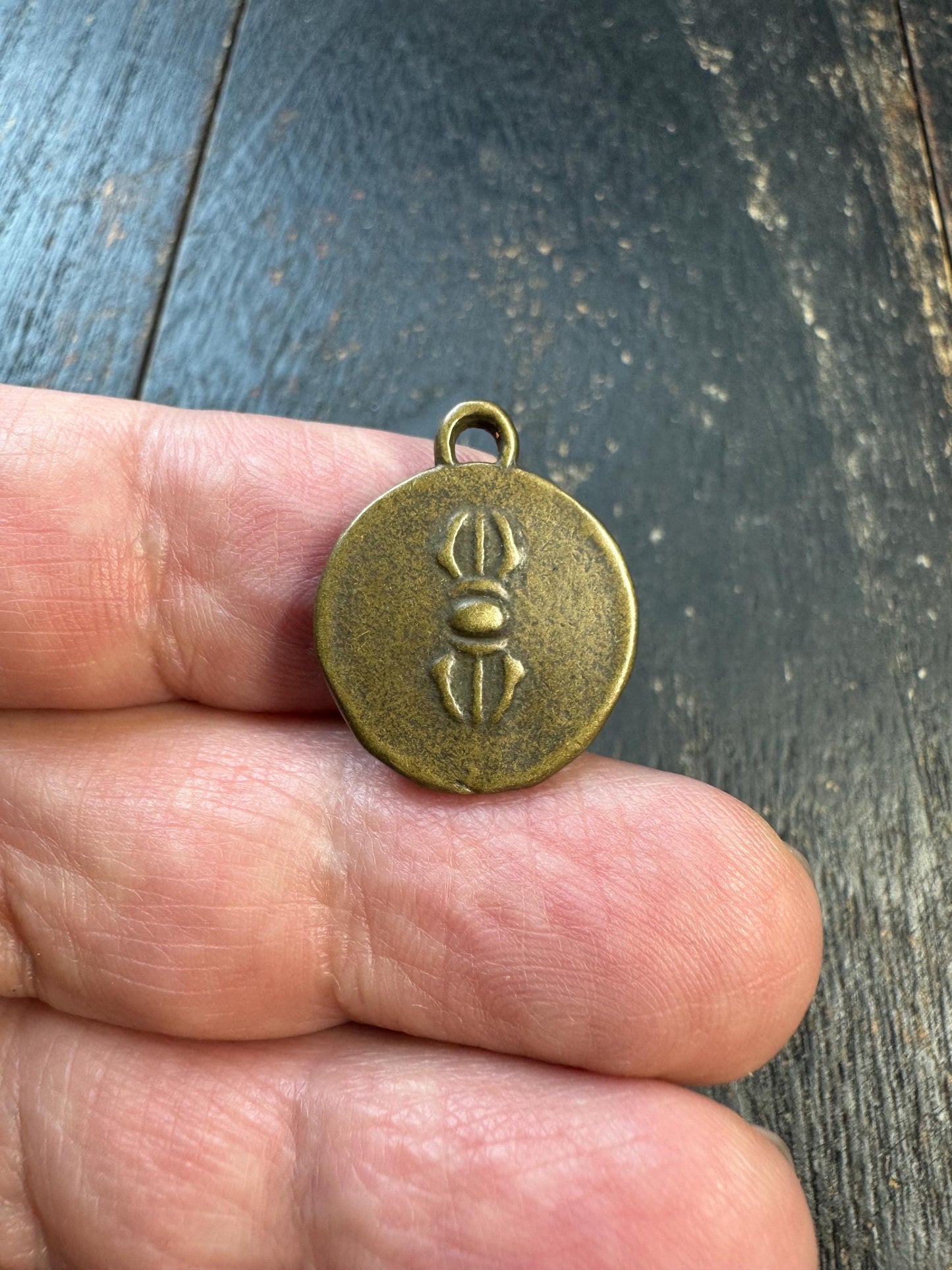 Vintage Tibetan Style Buddha Pendant – Brass Buddhist Amulet with Vajra Symbol, Meditation Buddha Talisman