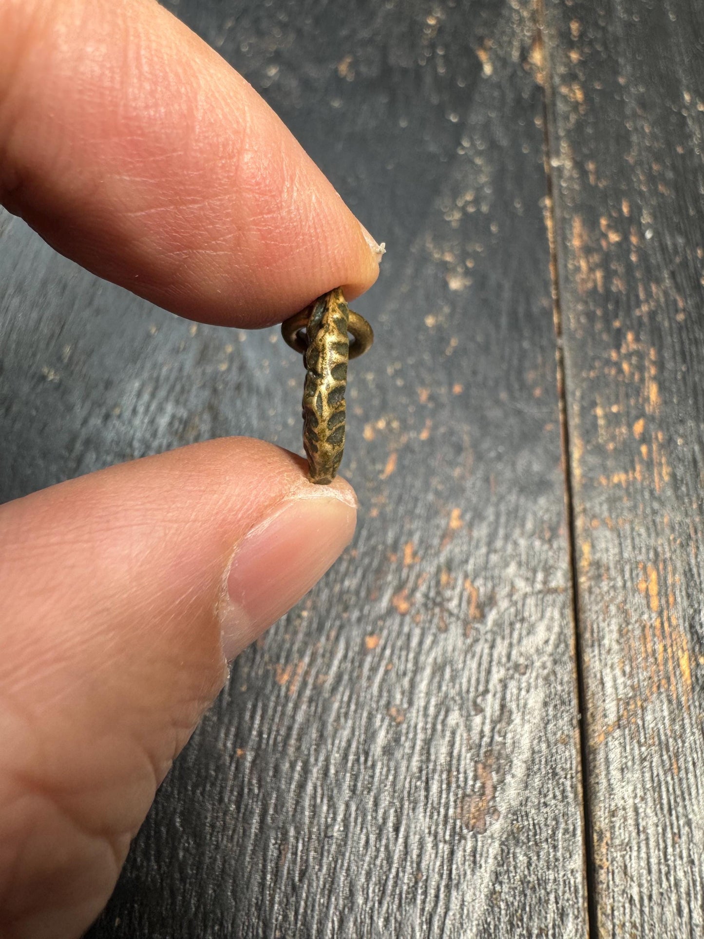 Mini Tibetan Brass Amulet Pendant – Double Sided Seed Symbol Charm – Antique Style Small Talisman Charm