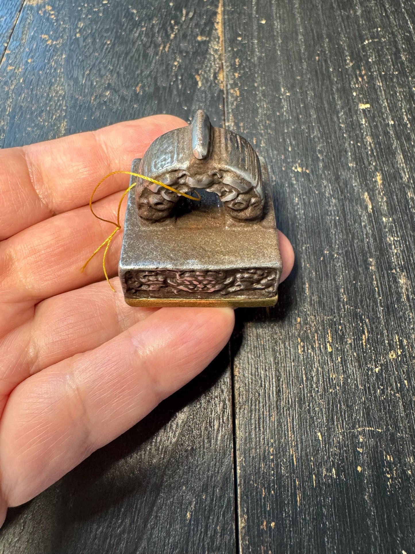 Vintage Tibetan Ritual Seal Stamp – Khyung Bird Handle, Iron Metal Buddhist Script Chop, Himalayan Antique Style Seal