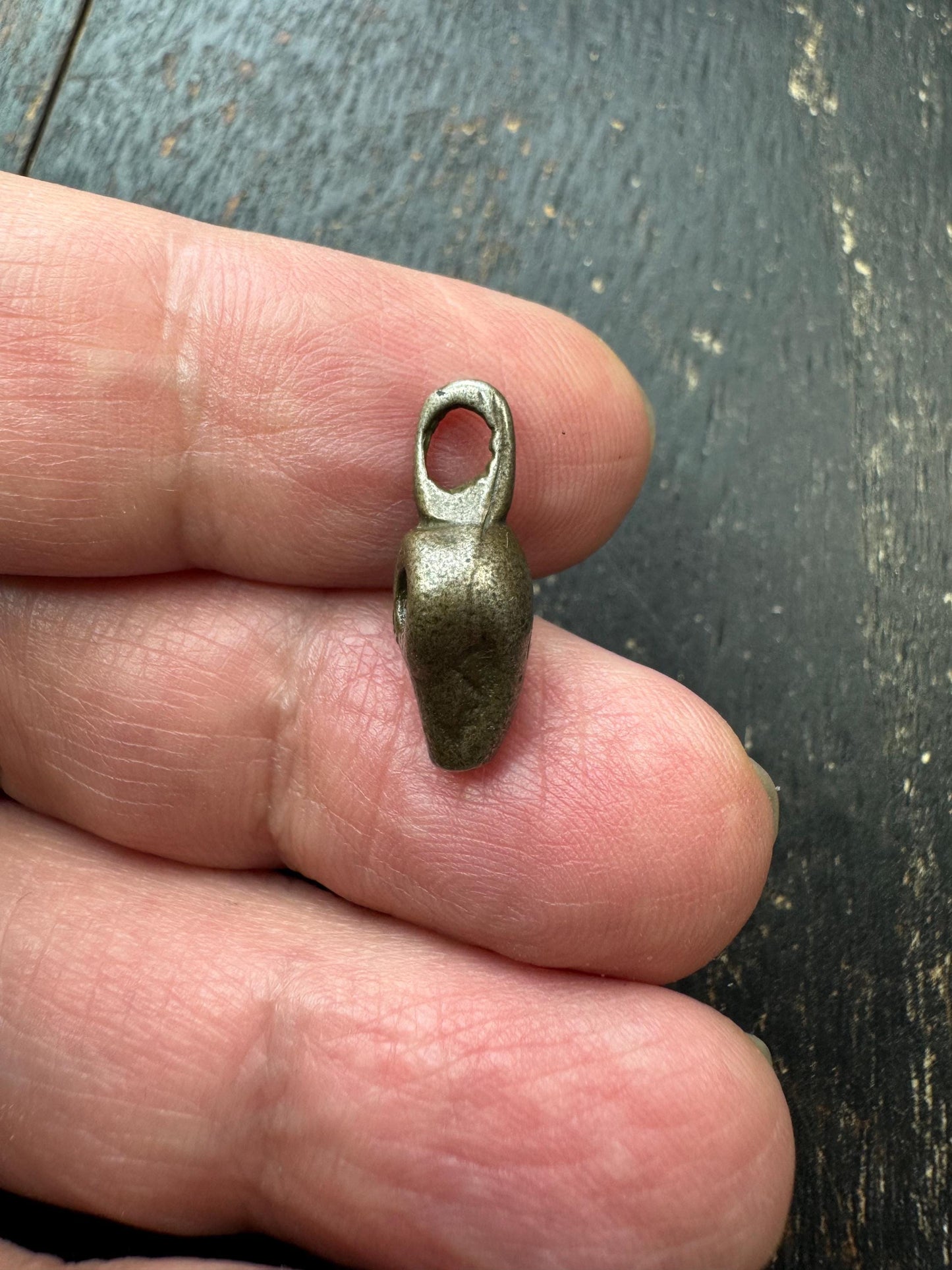 Vintage Brass Chitipati Skull Pendant – Tibetan Style Charnel Ground Spirit Amulet, Small Brass Tribal Talisman Charm