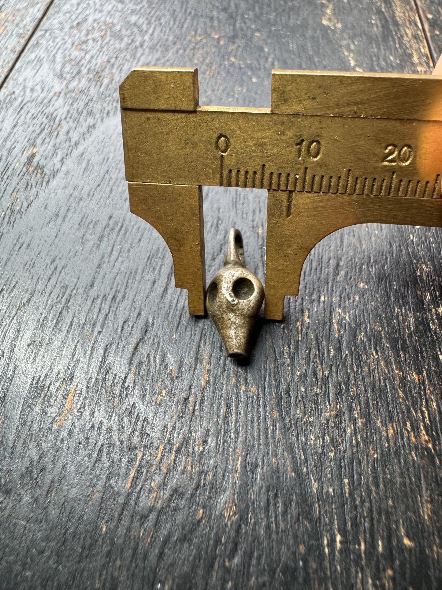 Vintage Brass Chitipati Skull Pendant – Tibetan Style Charnel Ground Spirit Amulet, Small Brass Tribal Talisman Charm