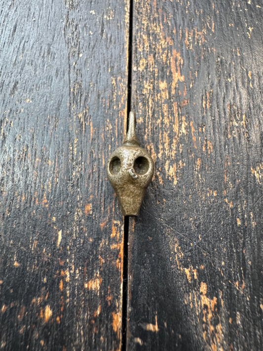 Vintage Brass Chitipati Skull Pendant – Tibetan Style Charnel Ground Spirit Amulet, Small Brass Tribal Talisman Charm