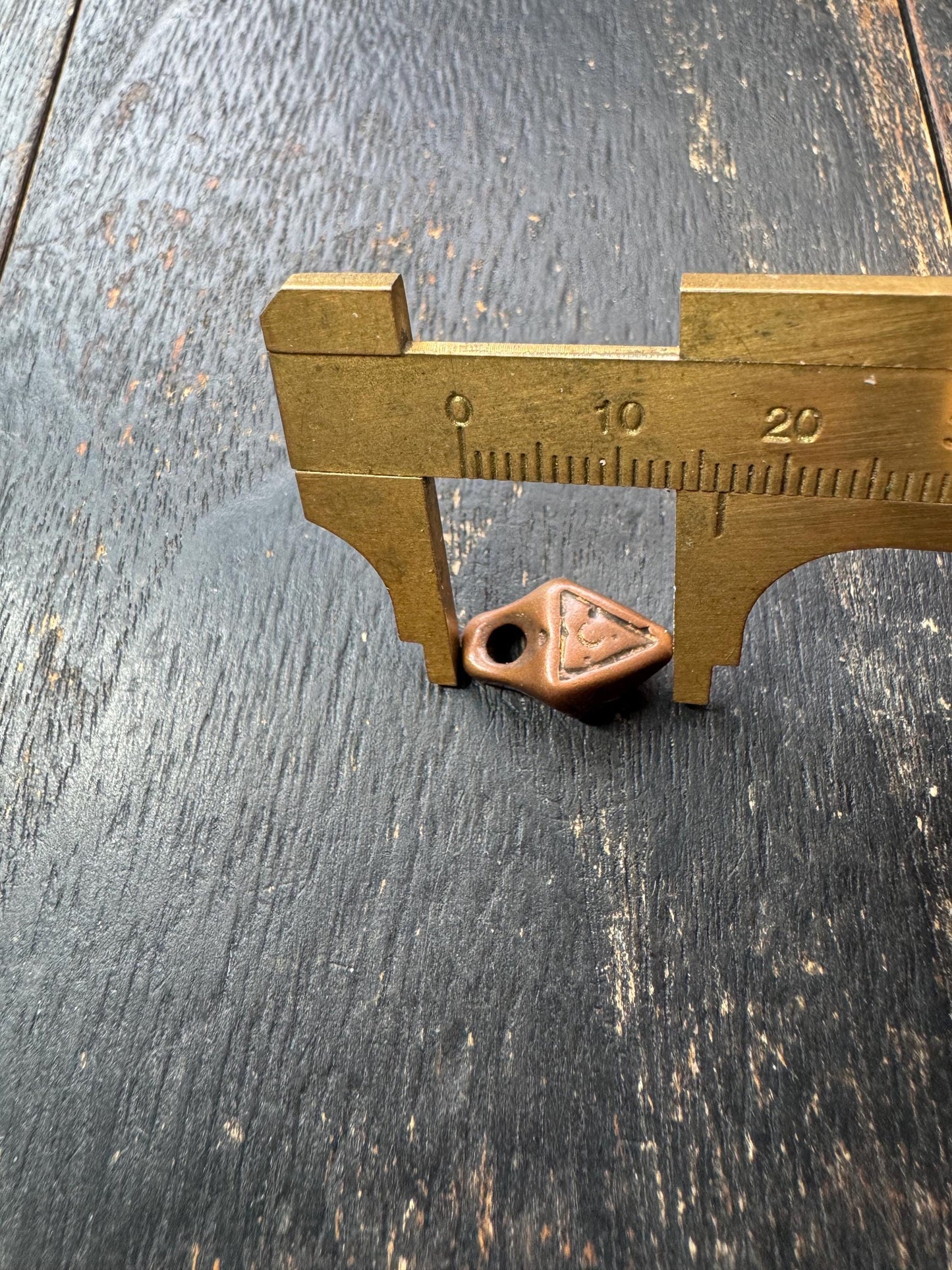 Vintage Brass Himalayan Amulet Pendant – Nepal Tribal Talisman Charm, Small Ethnic Protective Symbol Pendant