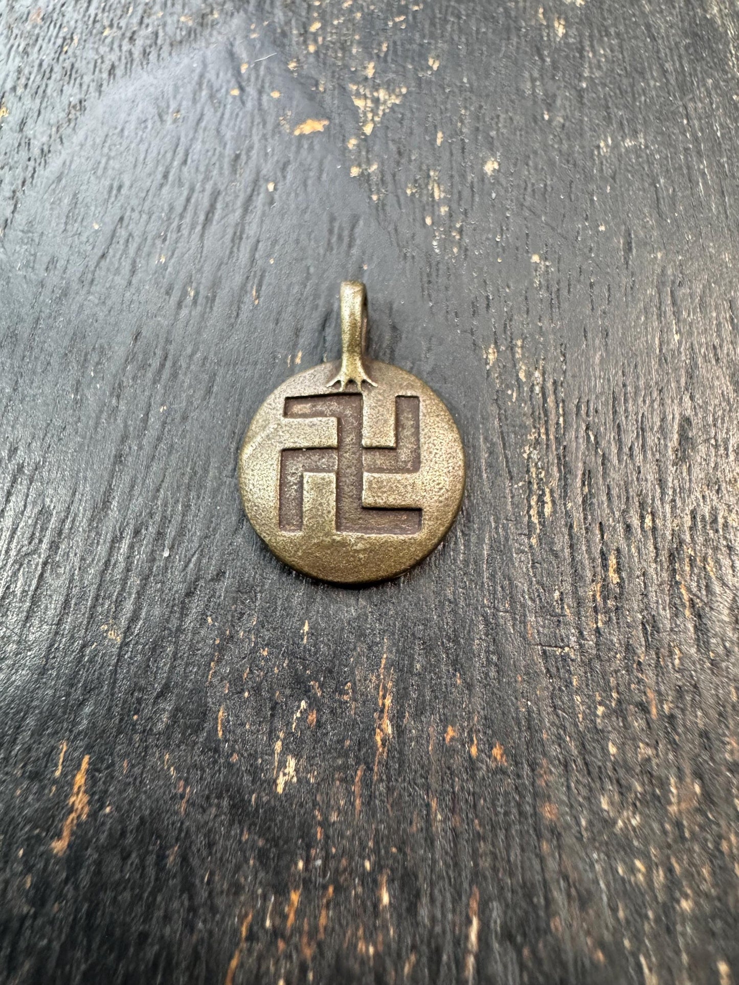 Tibetan Om Mani Padme Hum Brass Pendant | Buddhist Lotus Mantra Charm | Double Sided Tibetan Amulet | Buddhist Symbol Pendant