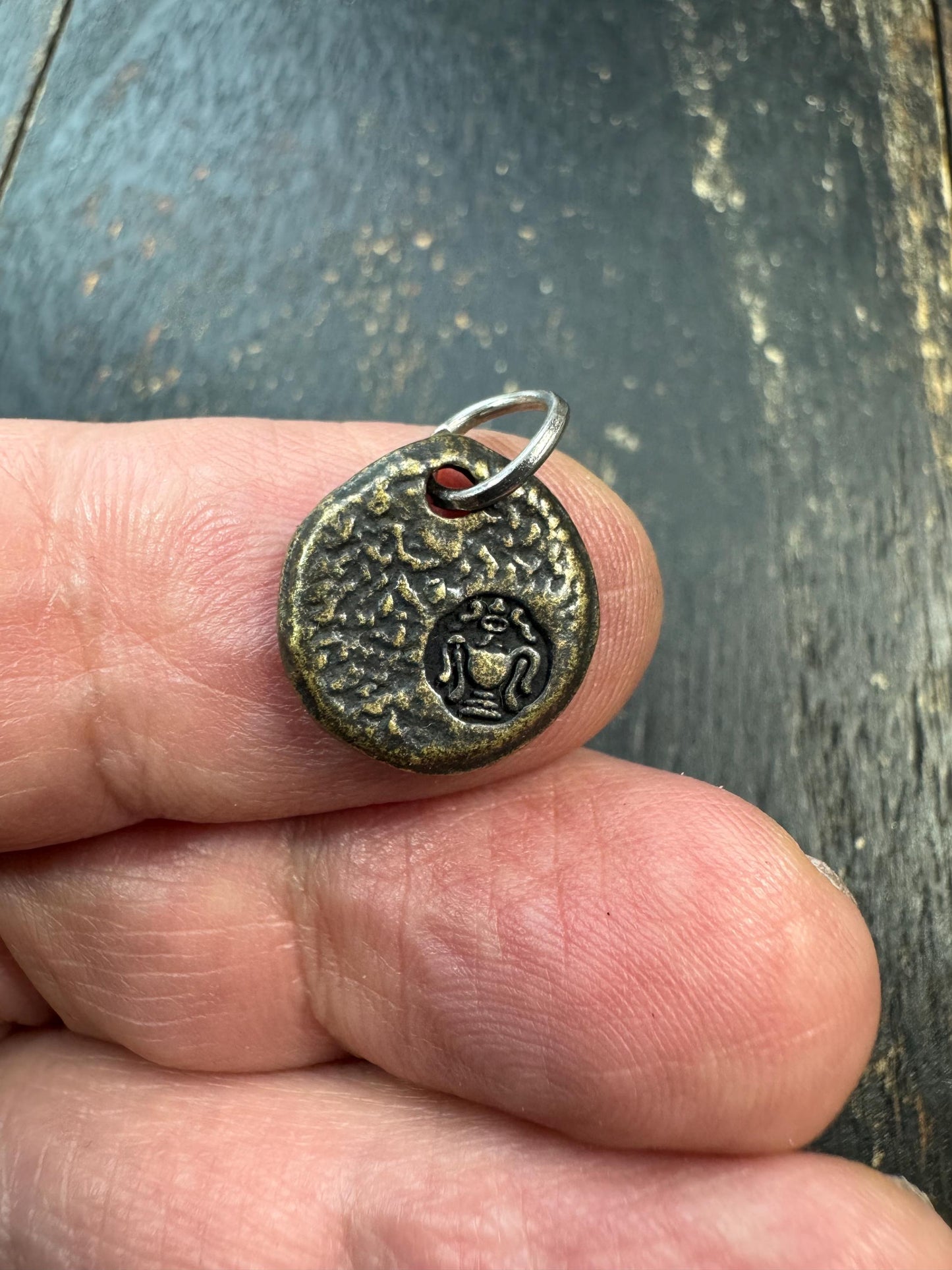 Mini Brass Deer Pendant | Tiny Sacred Symbol Amulet | Double Sided Himalayan Charm | Small Spiritual Talisman Pendant