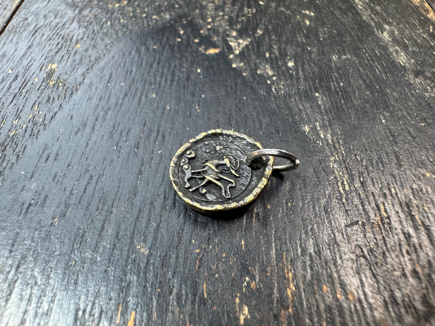 Mini Brass Deer Pendant | Tiny Sacred Symbol Amulet | Double Sided Himalayan Charm | Small Spiritual Talisman Pendant