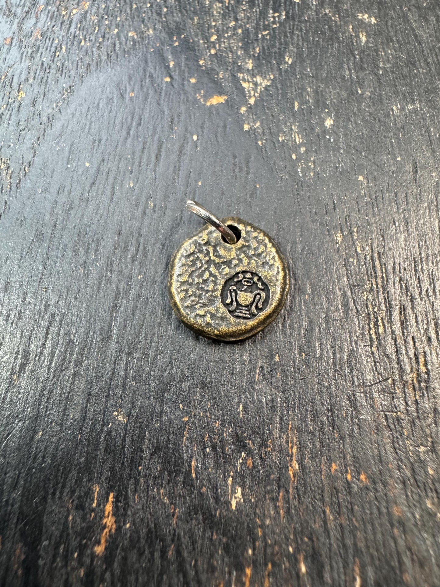 Mini Brass Deer Pendant | Tiny Sacred Symbol Amulet | Double Sided Himalayan Charm | Small Spiritual Talisman Pendant