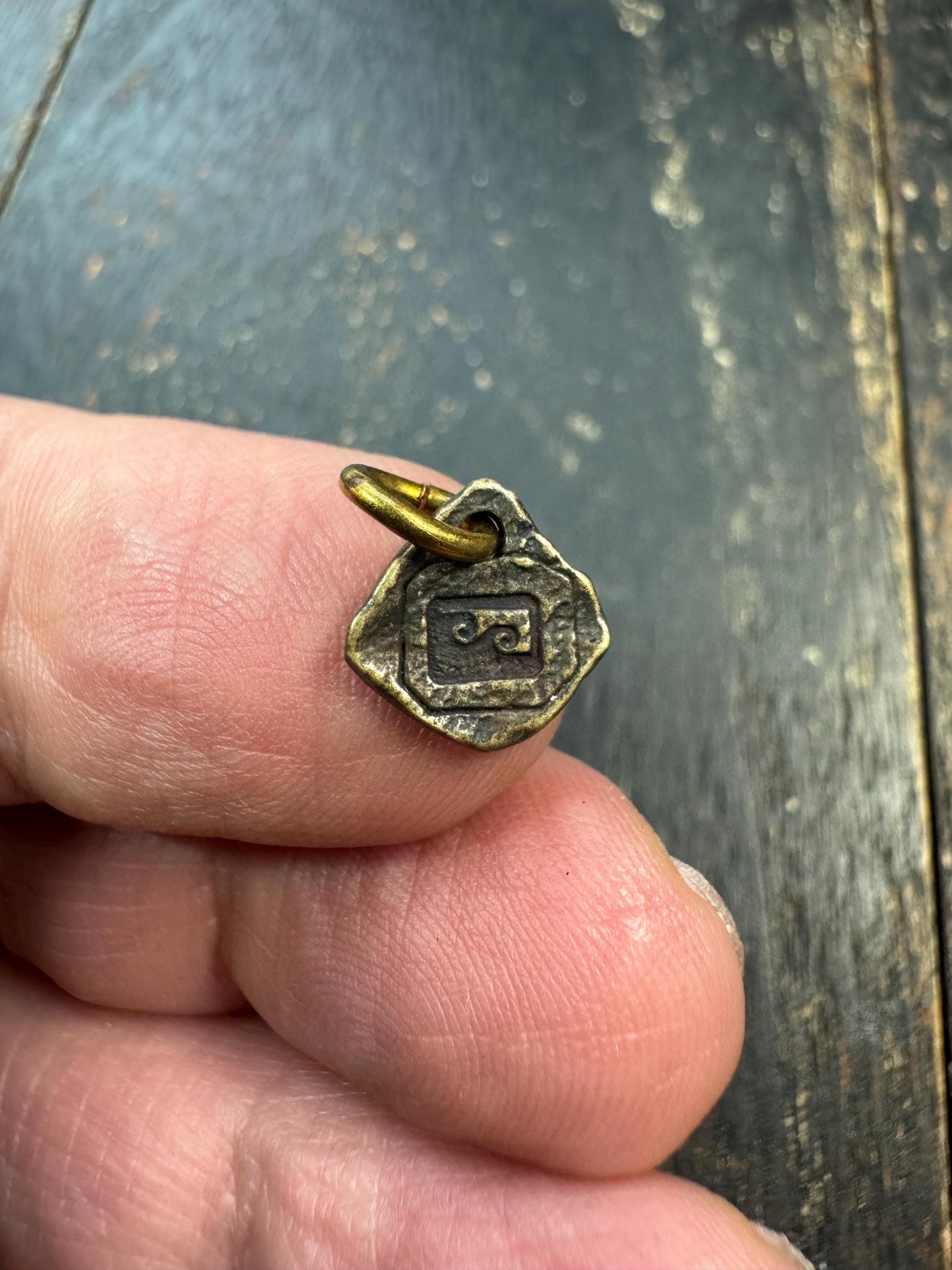 Mini Tibetan Amulet Charm – Vintage Style Himalayan Brass Protective Talisman Pendant, Small Buddhist Symbol Pendant