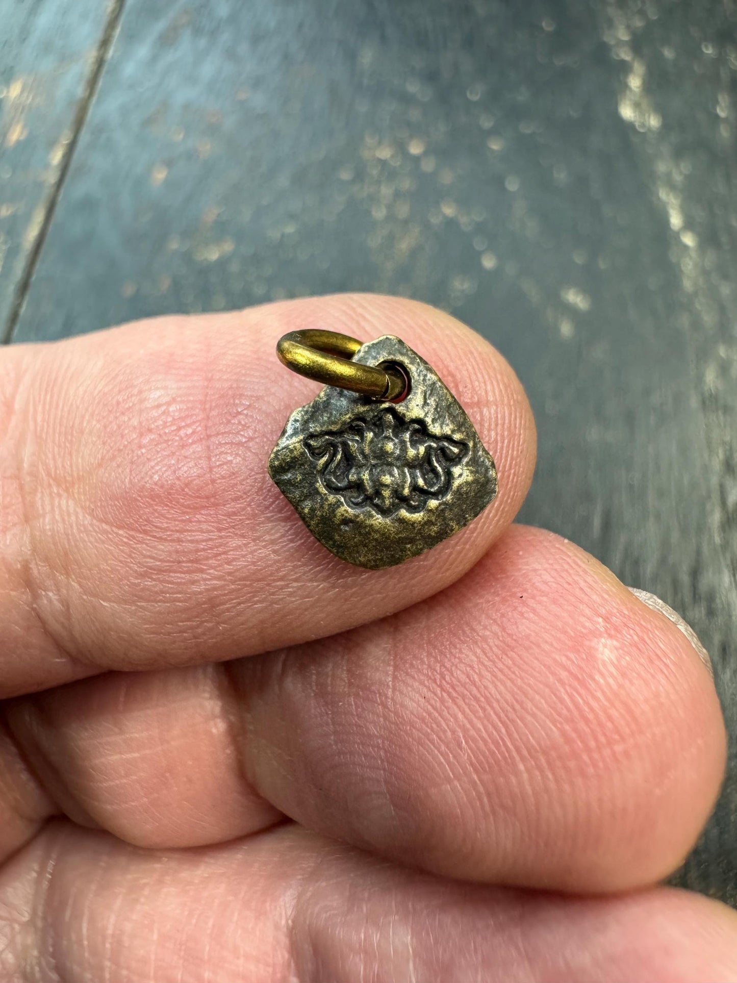 Mini Tibetan Amulet Charm – Vintage Style Himalayan Brass Protective Talisman Pendant, Small Buddhist Symbol Pendant