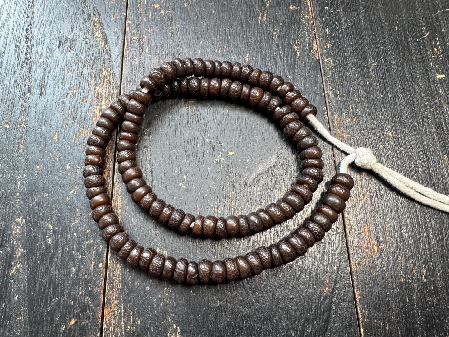 108 Bead 8mm Bodhi Root Mala Necklace | Natural Dark Patina Bodhi Seed Beads | Meditation Mala | 20 Inches | Handmade Jewelry