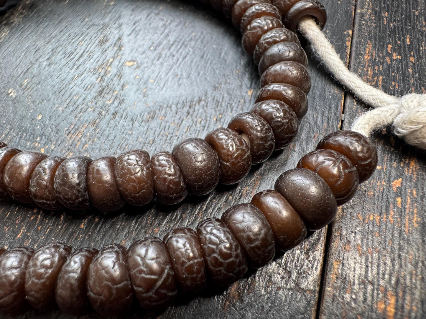 108 Bead 8mm Bodhi Root Mala Necklace | Natural Dark Patina Bodhi Seed Beads | Meditation Mala | 20 Inches | Handmade Jewelry
