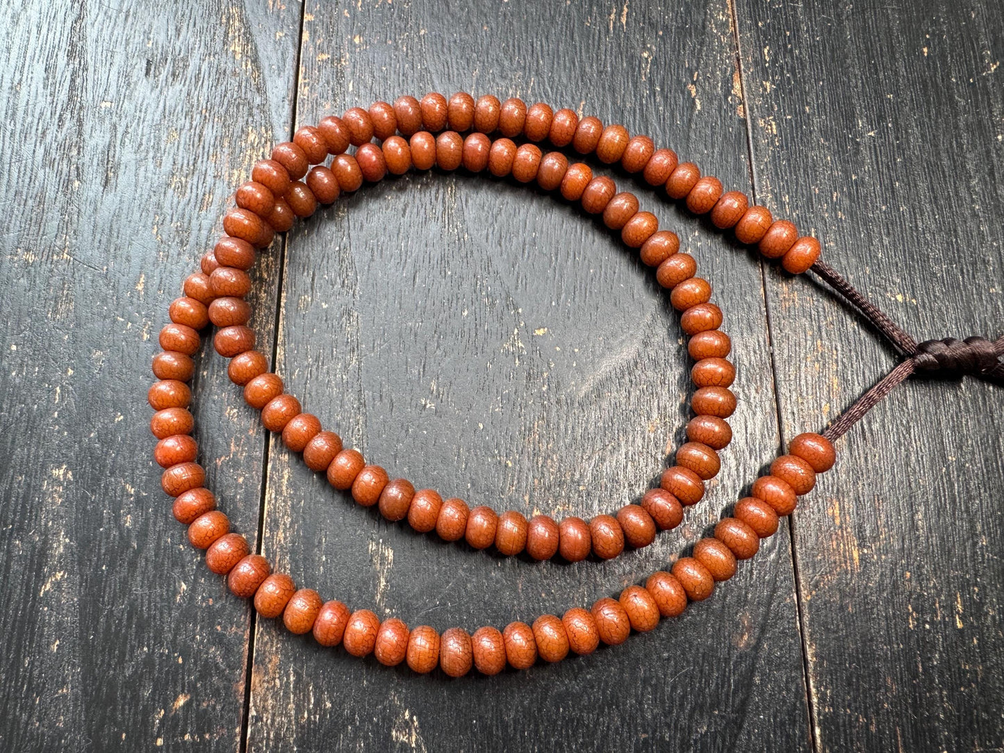 108 Bead 8mm Bodhi Root Mala Necklace | Natural Dark Patina Bodhi Seed Beads | Meditation Mala | 22 Inches | Handmade Jewelry