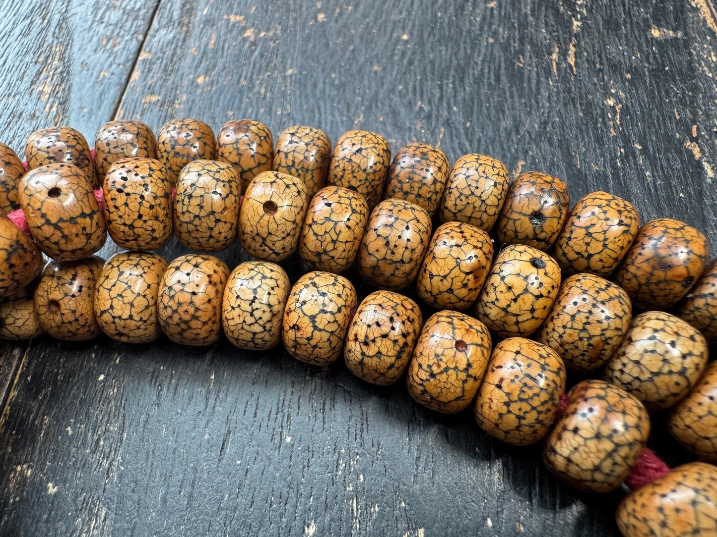 108 Bead 10mm Bodhi Seed Mala Necklace | Star Moon Bodhi Mala | Natural Patina Prayer Beads | 32 Inches | Meditation Jewelry