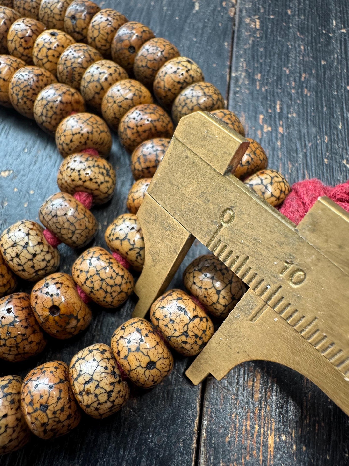108 Bead 10mm Bodhi Seed Mala Necklace | Star Moon Bodhi Mala | Natural Patina Prayer Beads | 32 Inches | Meditation Jewelry