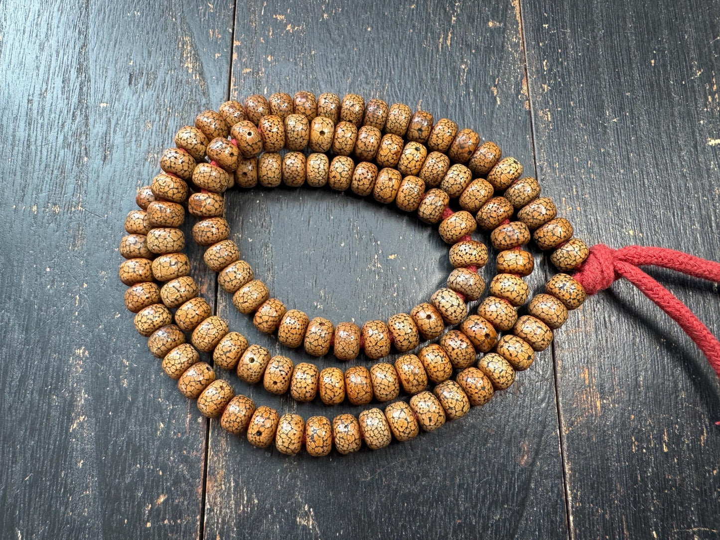 108 Bead 10mm Bodhi Seed Mala Necklace | Star Moon Bodhi Mala | Natural Patina Prayer Beads | 32 Inches | Meditation Jewelry