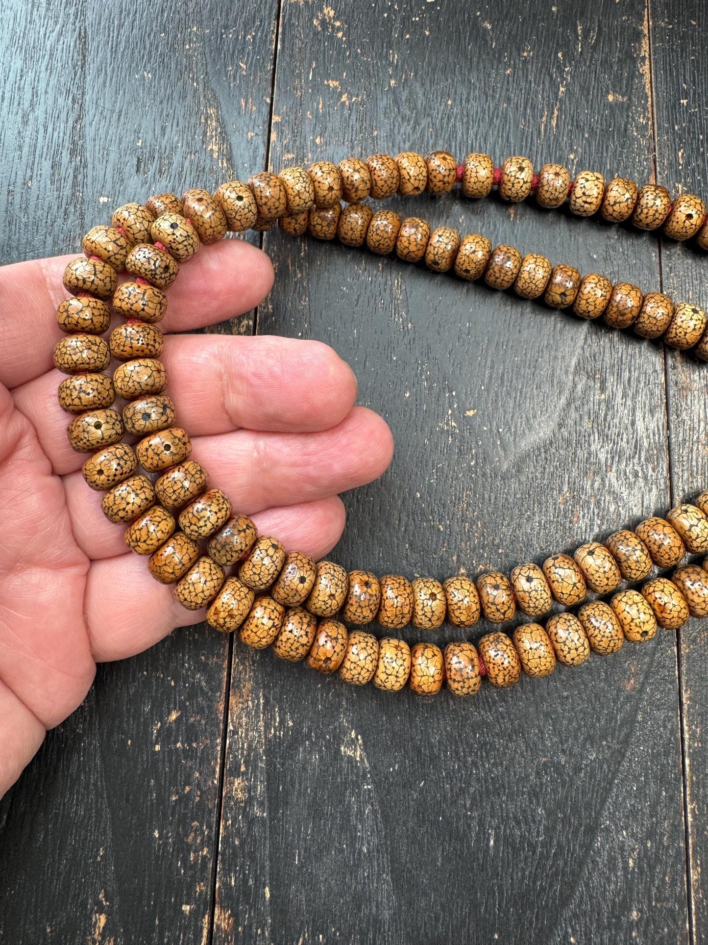 108 Bead 10mm Bodhi Seed Mala Necklace | Star Moon Bodhi Mala | Natural Patina Prayer Beads | 32 Inches | Meditation Jewelry