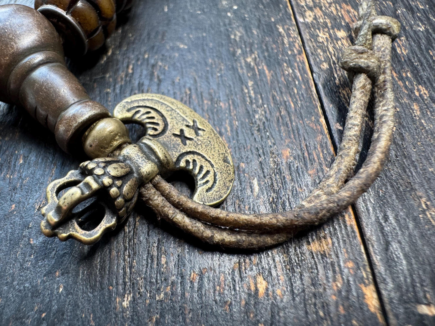 Tibetan Lotus Carved Yak Bone Bracelet | Adjustable Himalayan Mala Bracelet | Hand Carved Bone Prayer Beads | Ethnic Buddhist Jewelry