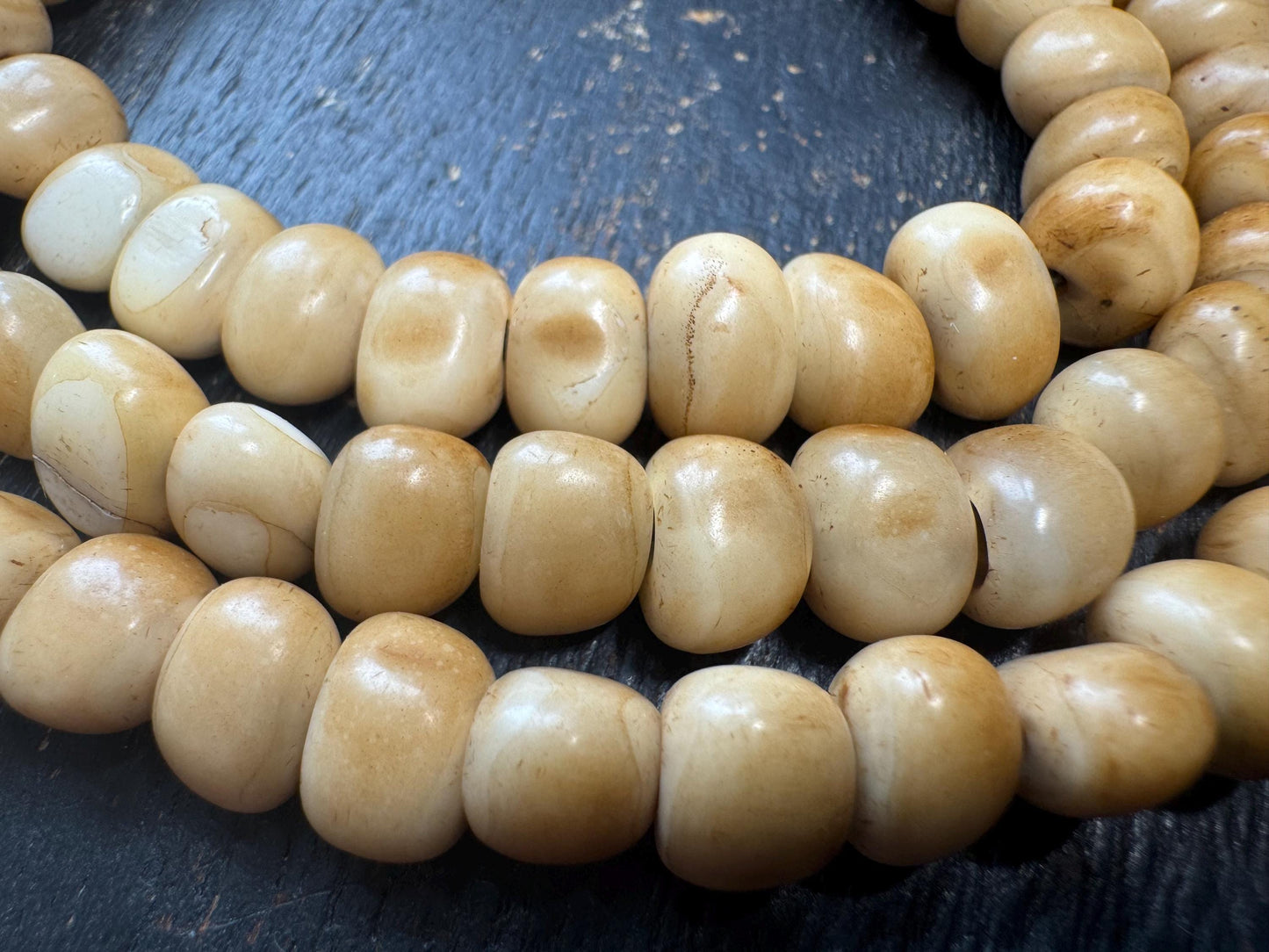 108 Bead Natural Organic Mala Necklace – Aged Patina Prayer Beads, Hand-Strung, 28 Inches