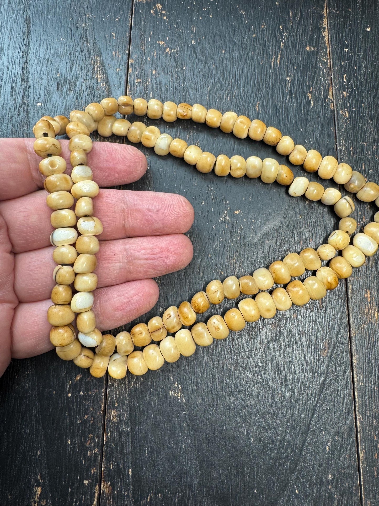 108 Bead Natural Organic Mala Necklace – Aged Patina Prayer Beads, Hand-Strung, 28 Inches