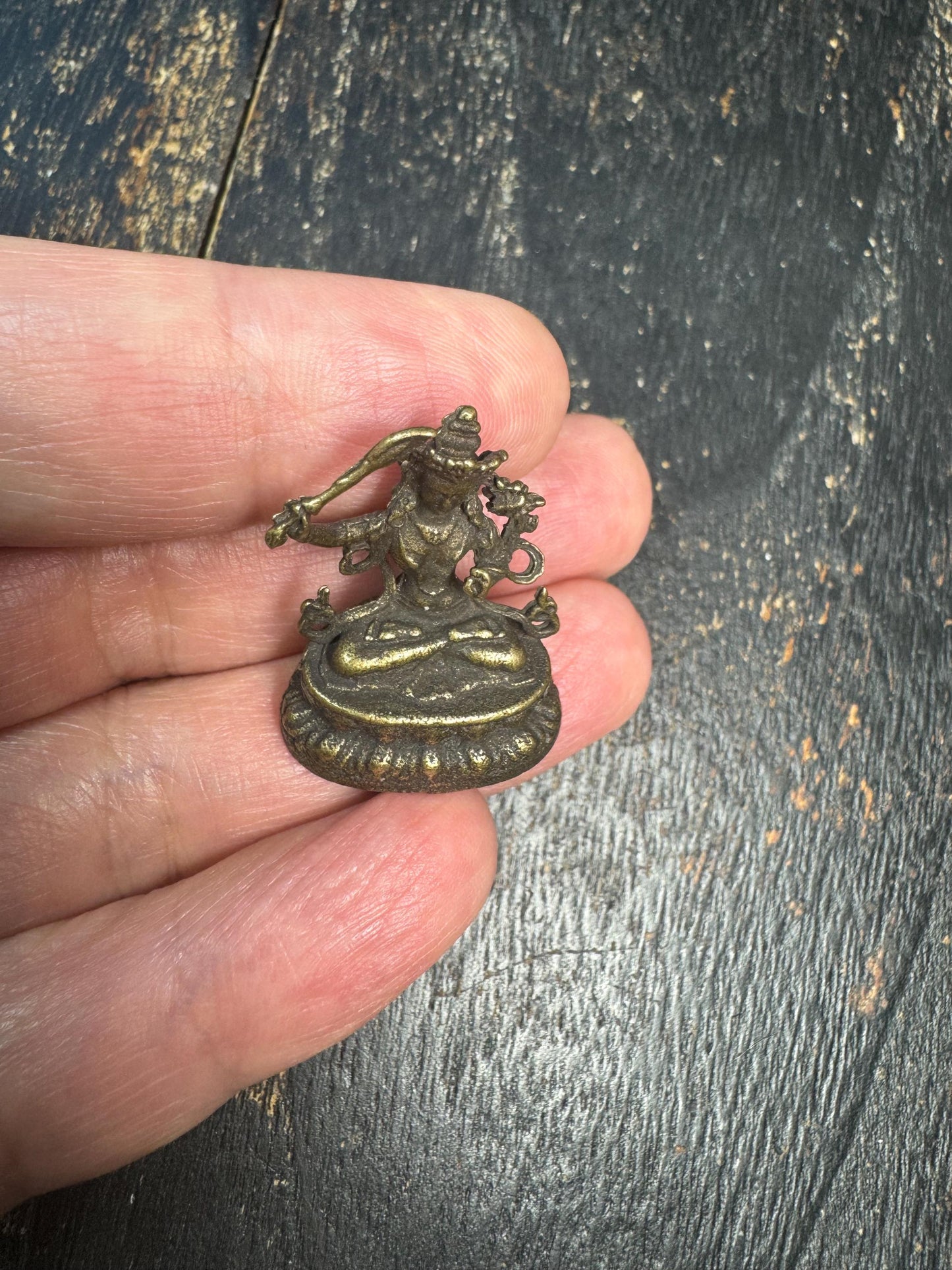 Handcrafted Brass Manjushri Statue | Bodhisattva of Wisdom | 32mm x 23mm | Tibetan Buddhist Miniature Figurine