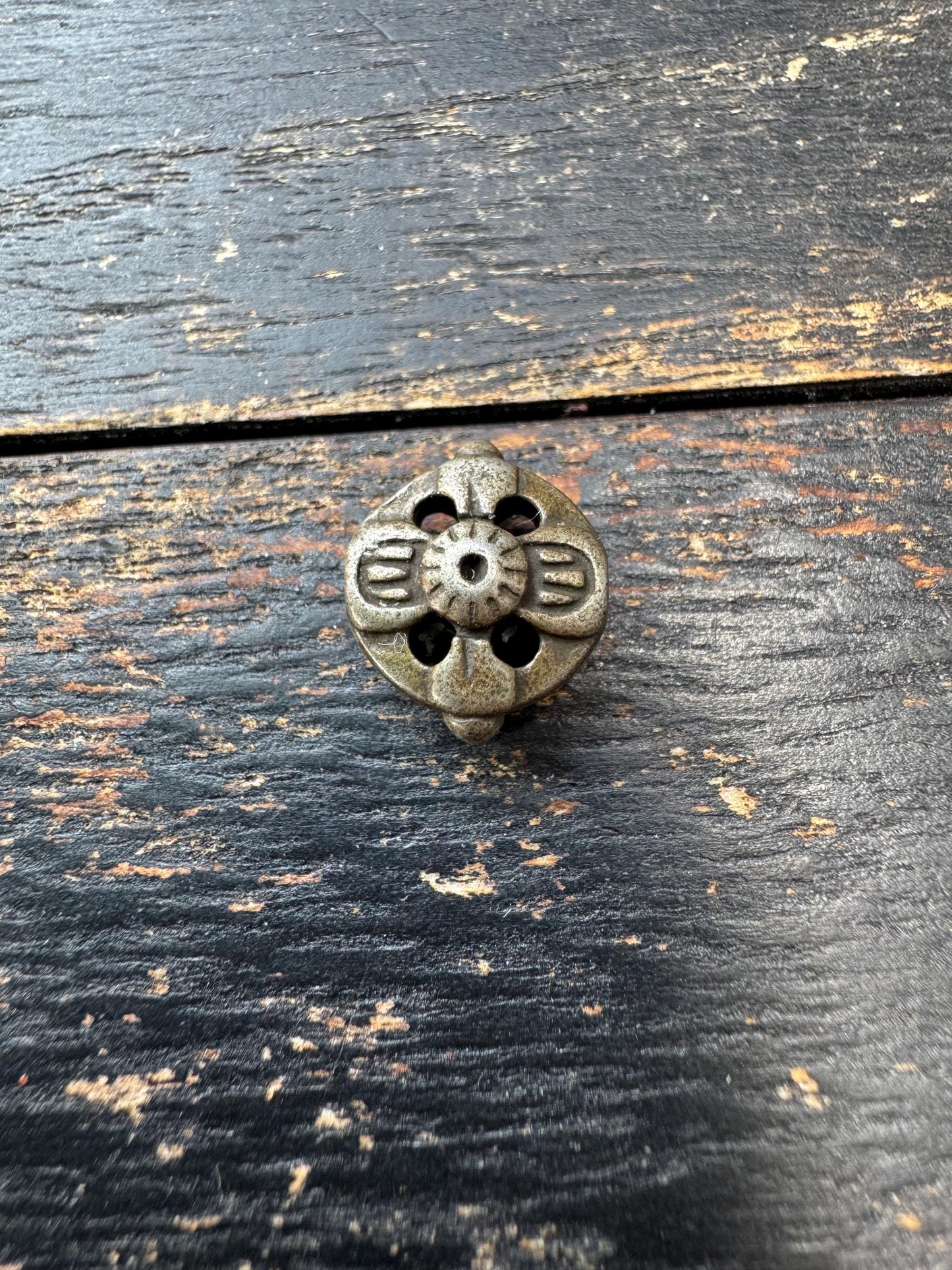 Tibetan Brass Spacer Bead – Double Hole Mala Divider – Vintage Style Buddhist Jewelry Component – Prayer Bead Supply