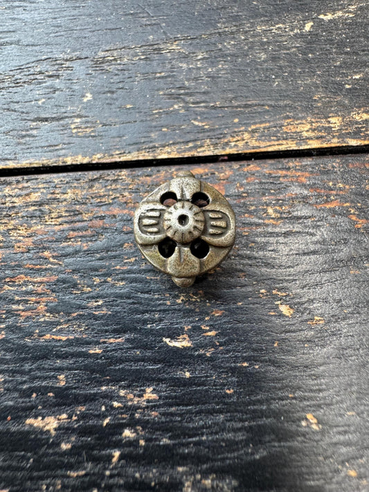 Tibetan Brass Spacer Bead – Double Hole Mala Divider – Vintage Style Buddhist Jewelry Component – Prayer Bead Supply