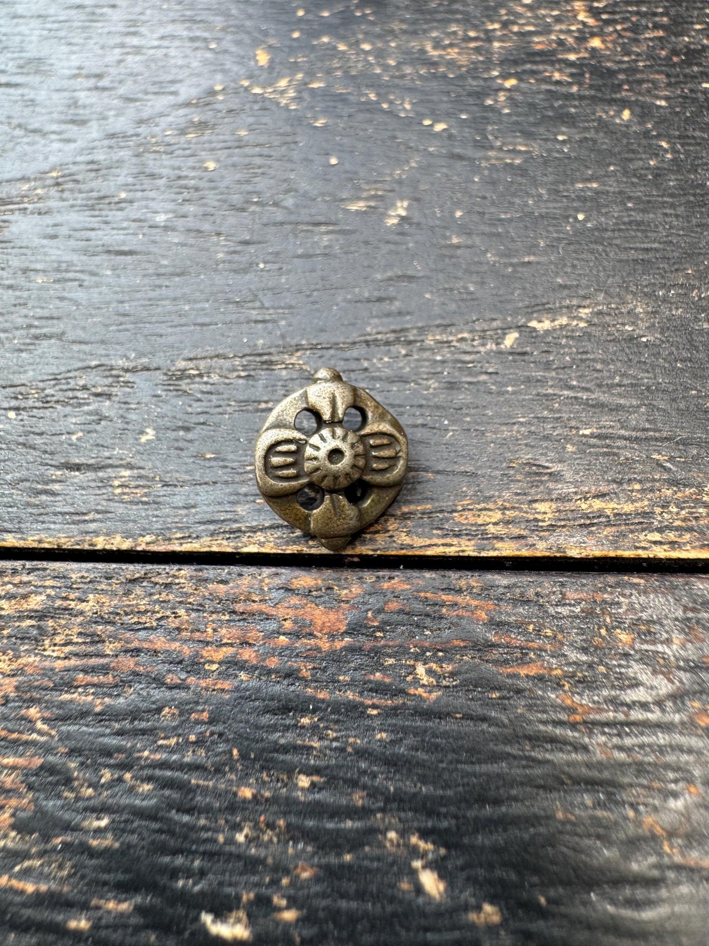 Tibetan Brass Spacer Bead – Double Hole Mala Divider – Vintage Style Buddhist Jewelry Component – Prayer Bead Supply